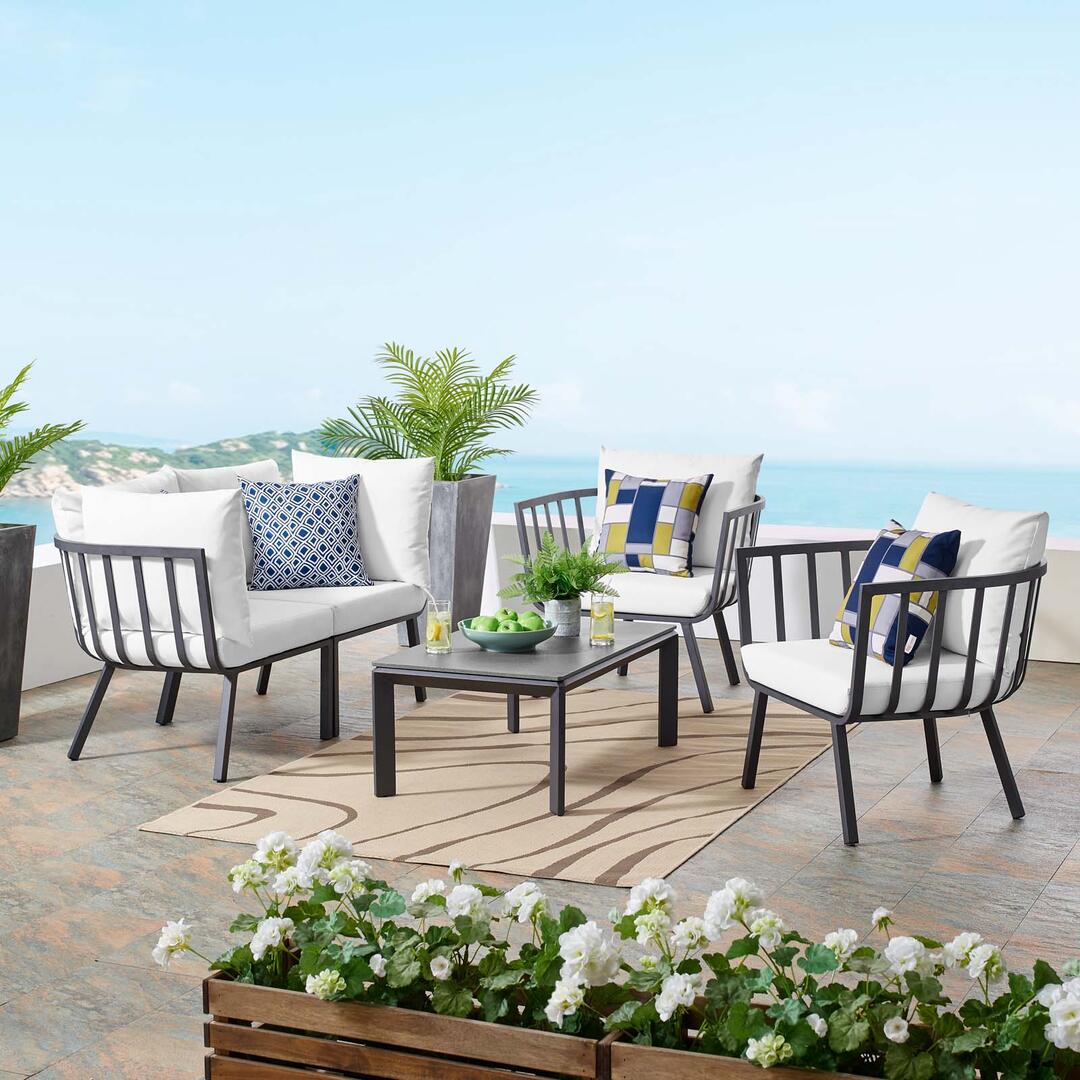 Modway Riverside 5 Piece Outdoor Patio Aluminum Set | Outdoor Sofas, Loveseats & Sectionals | Modishstore