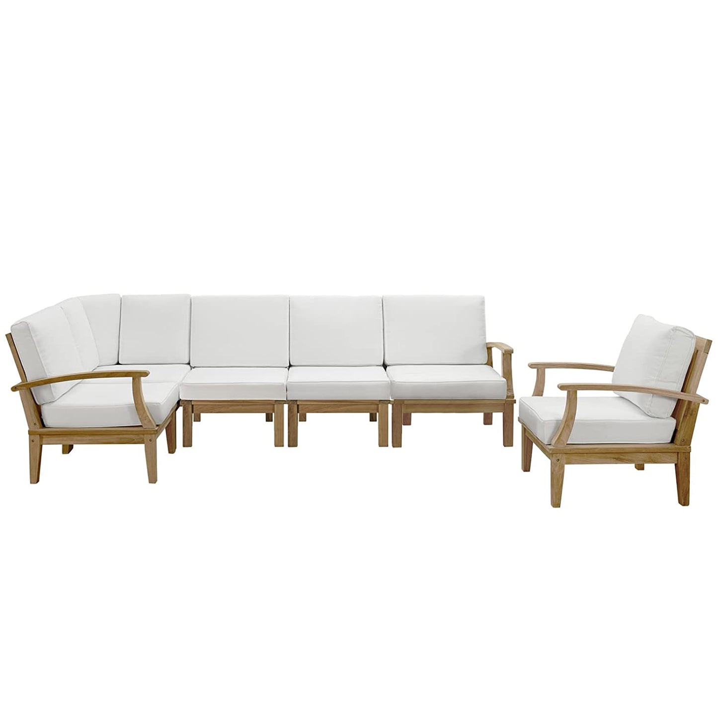 Modway Marina 6 Piece Outdoor Patio Teak Sofa Set | Outdoor Sofas, Loveseats & Sectionals | Modishstore