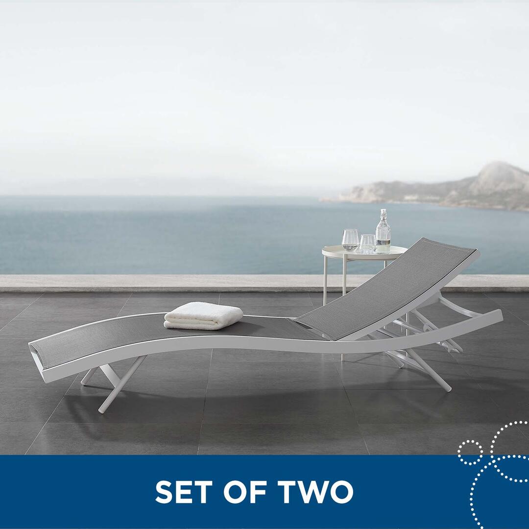 Modway Glimpse Outdoor Patio Mesh Chaise Lounge Set of 2 | Outdoor Recliners & Lounge Chairs