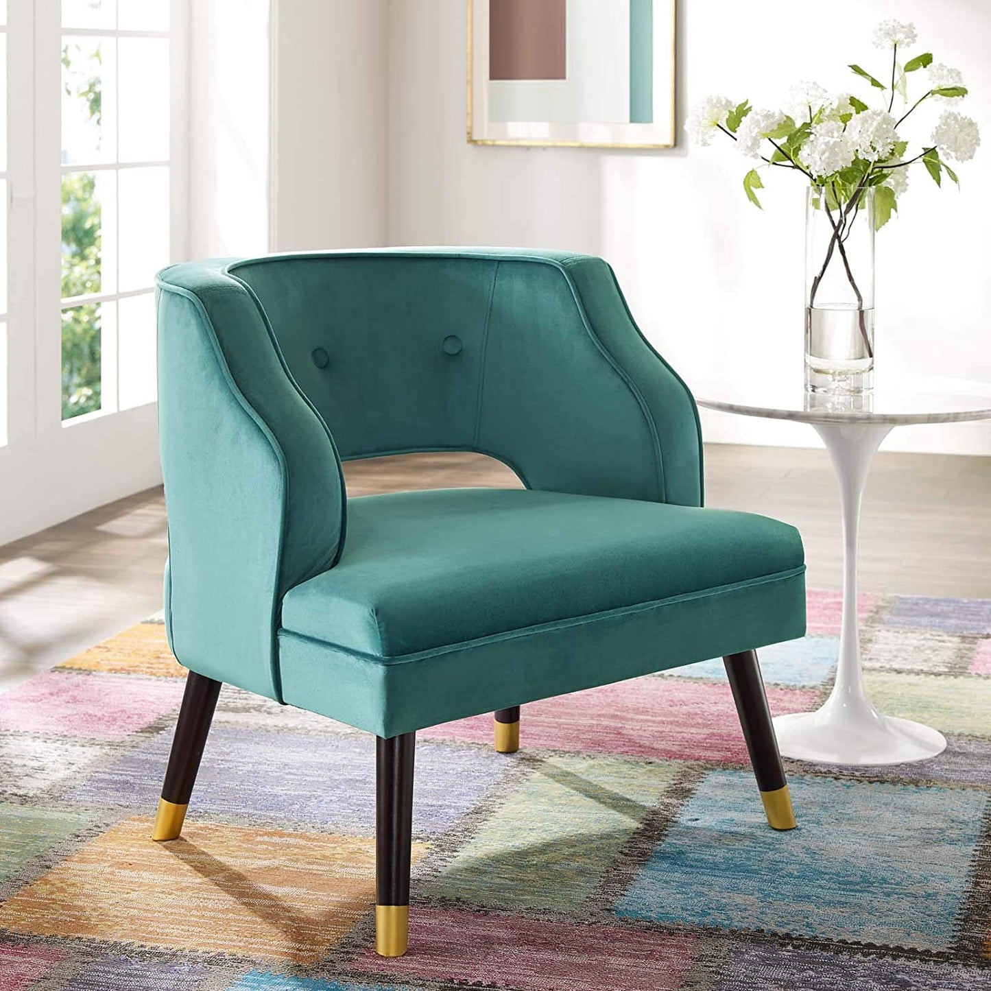 Modway Traipse Button Tufted Open Back Performance Velvet Armchair | Armchairs | Modishstore-32