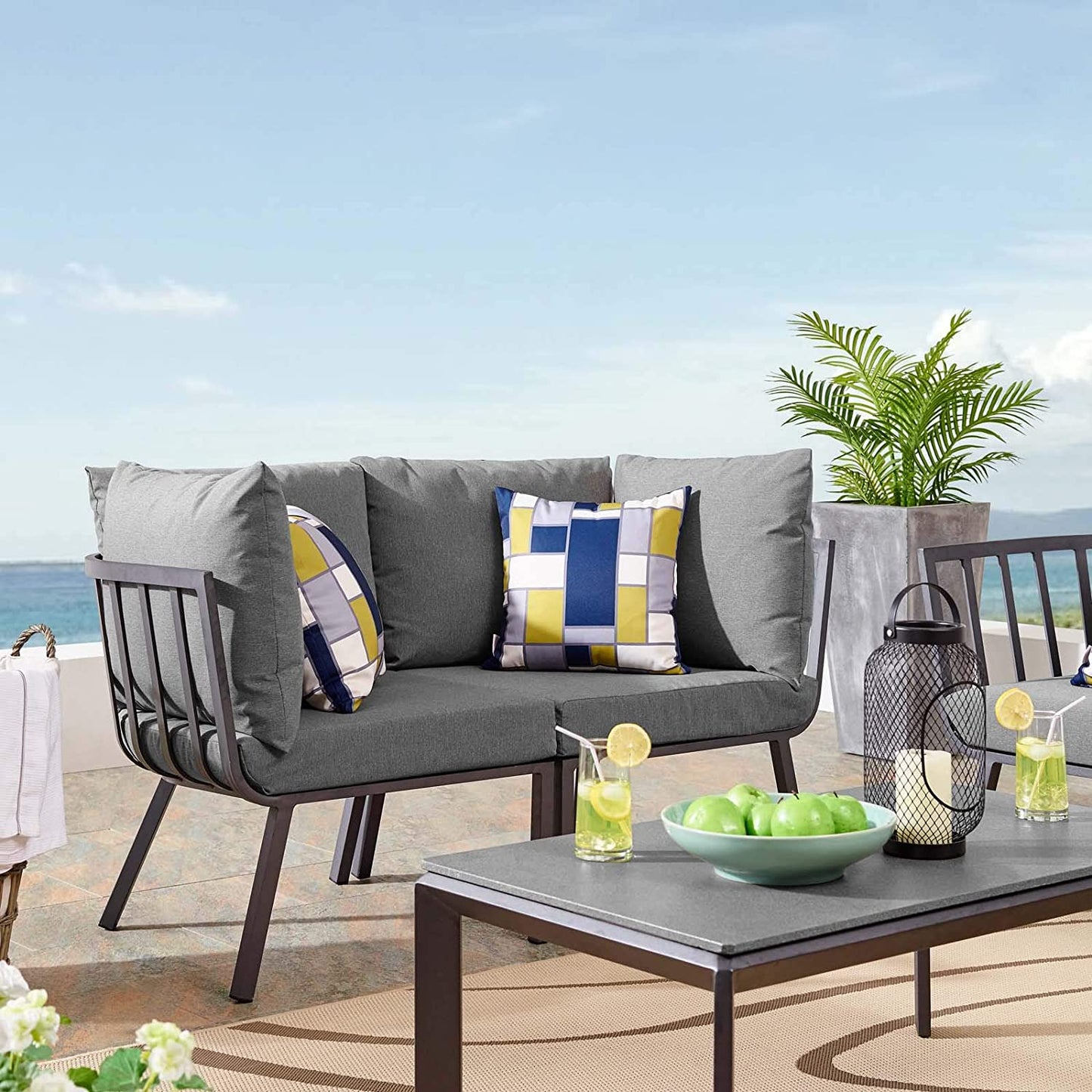 Modway Riverside 2 Piece Outdoor Patio Aluminum Sectional Sofa Set | Outdoor Sofas, Loveseats & Sectionals | Modishstore-3