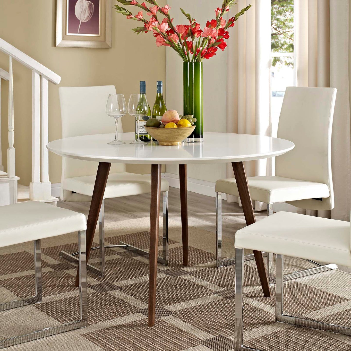 Modway Platter Round Dining Table - White | Dining Tables | Modishstore