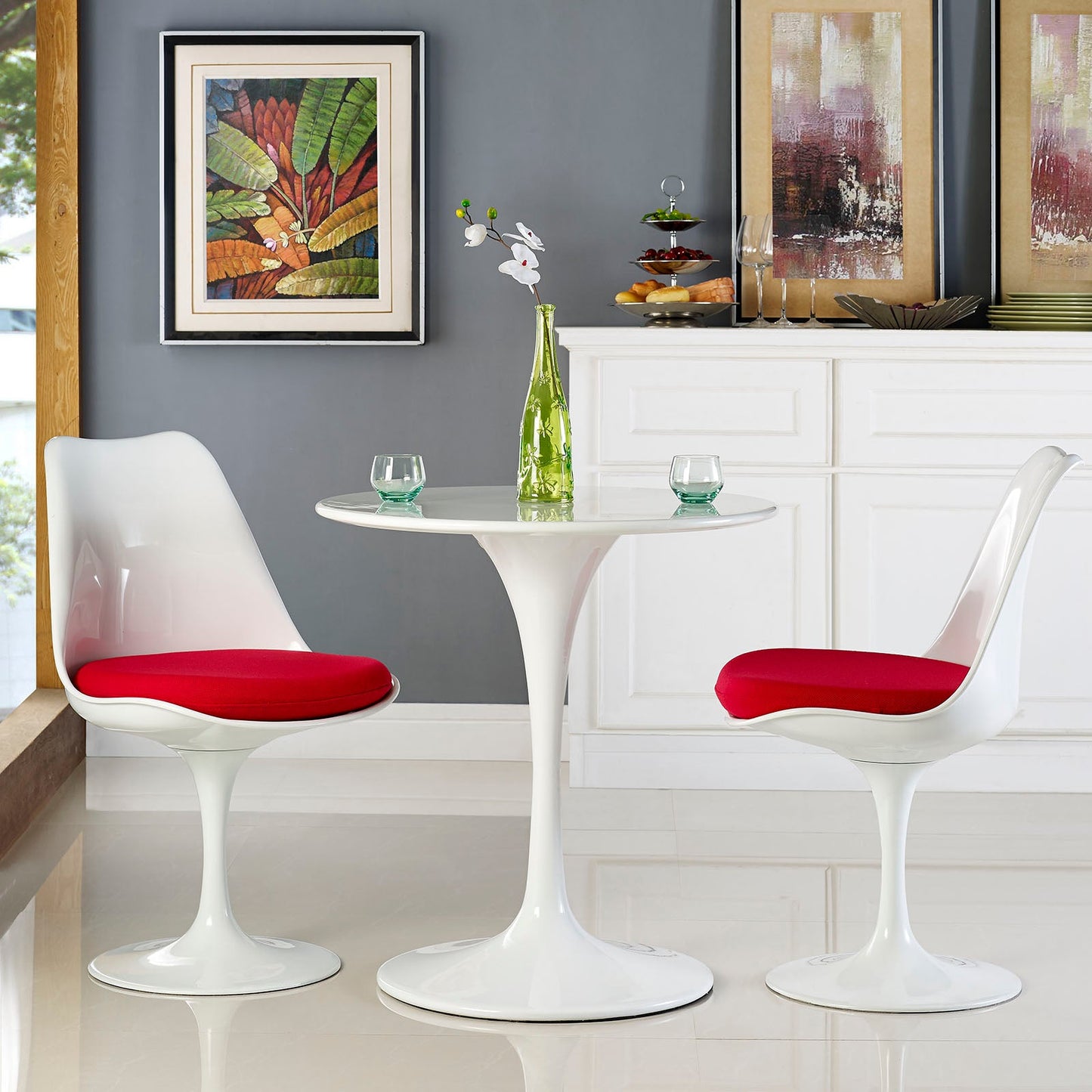 Modway Lippa 28" Round Wood Top Dining Table - White | Dining Tables | Modishstore