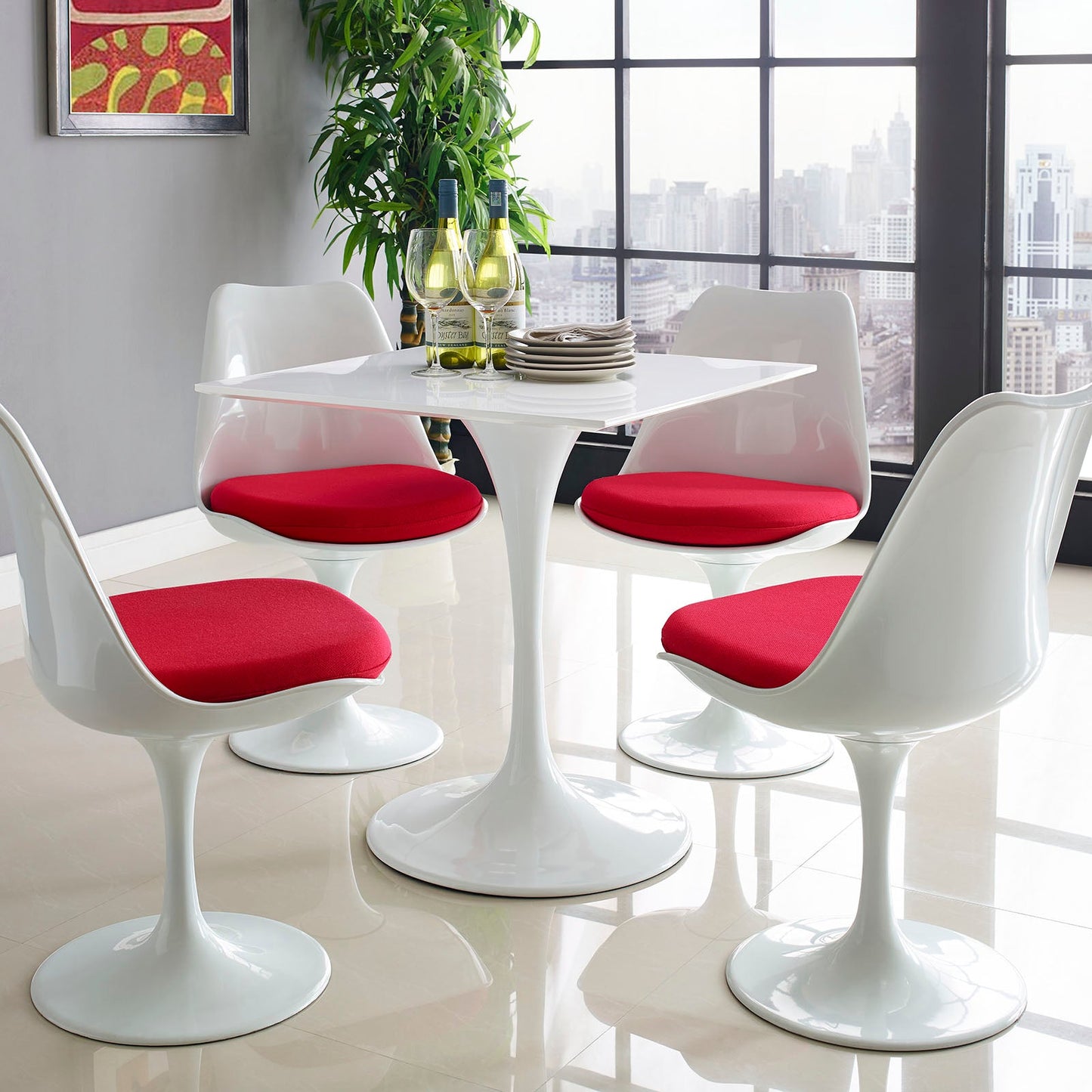 Modway Lippa 28" Square Wood Top Dining Table | Dining Tables | Modishstore
