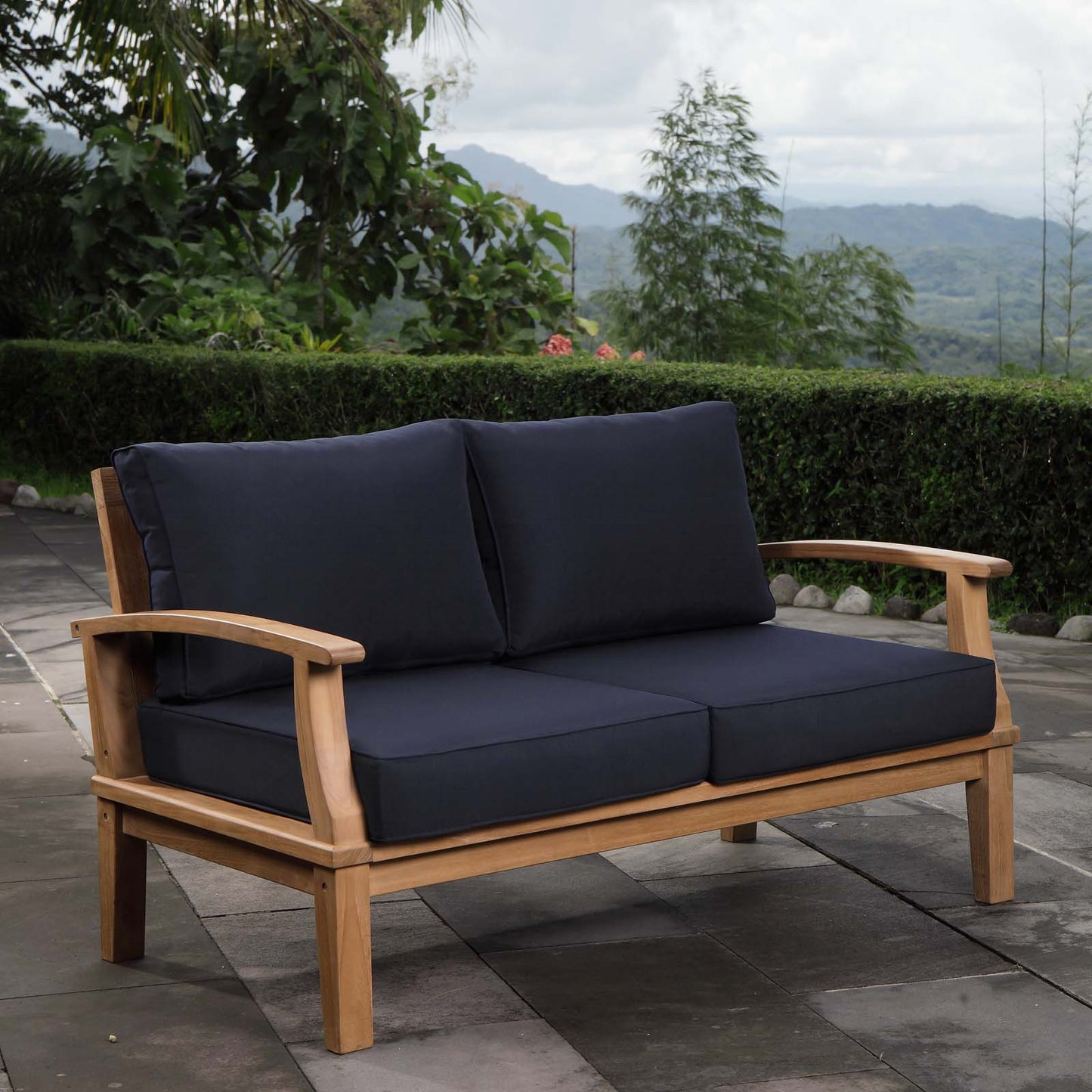 Modway Marina Outdoor Patio Teak Loveseat | Loveseats | Modishstore-3