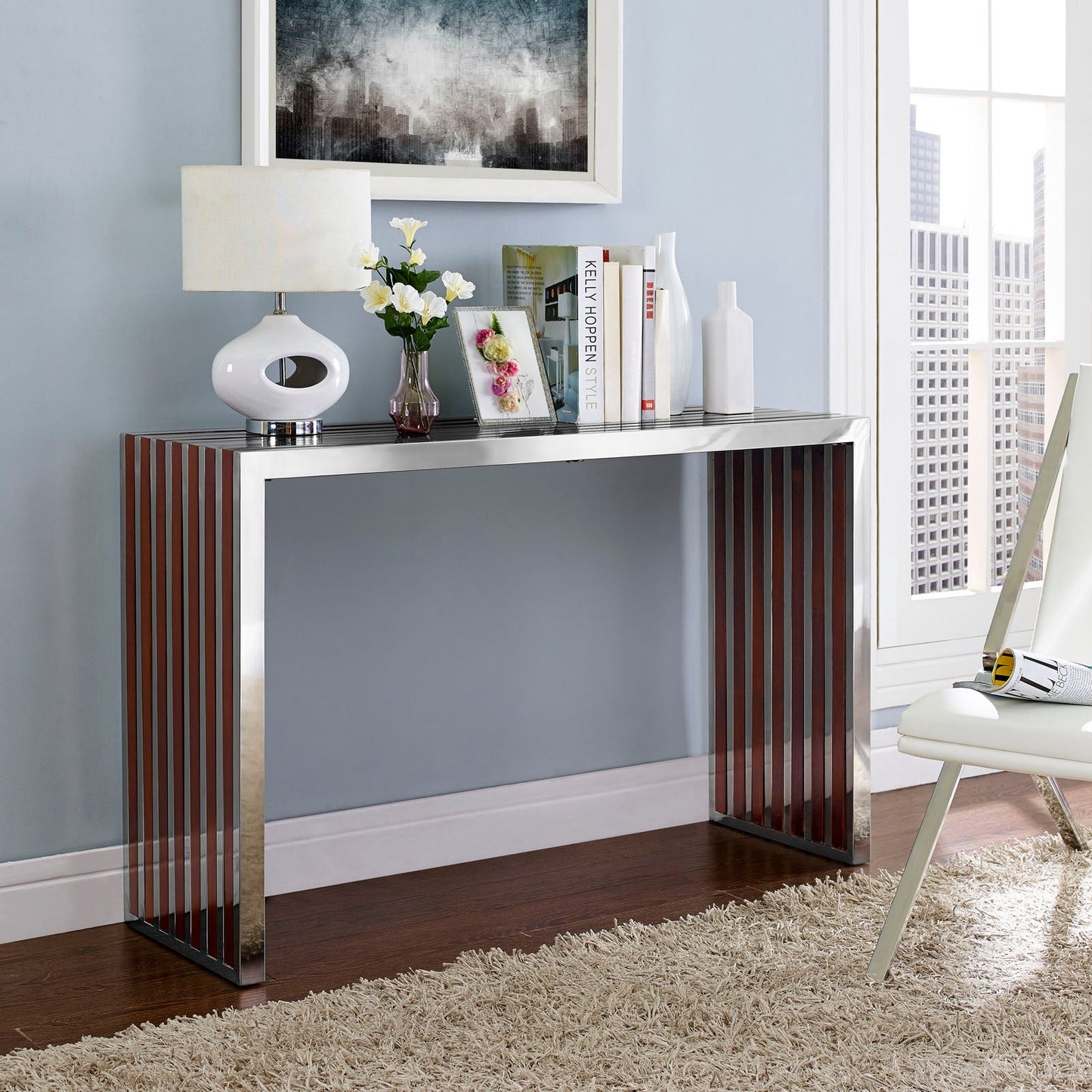 Gridiron Wood Inlay Console Table By Modway - EEI-1431 | Console Tables