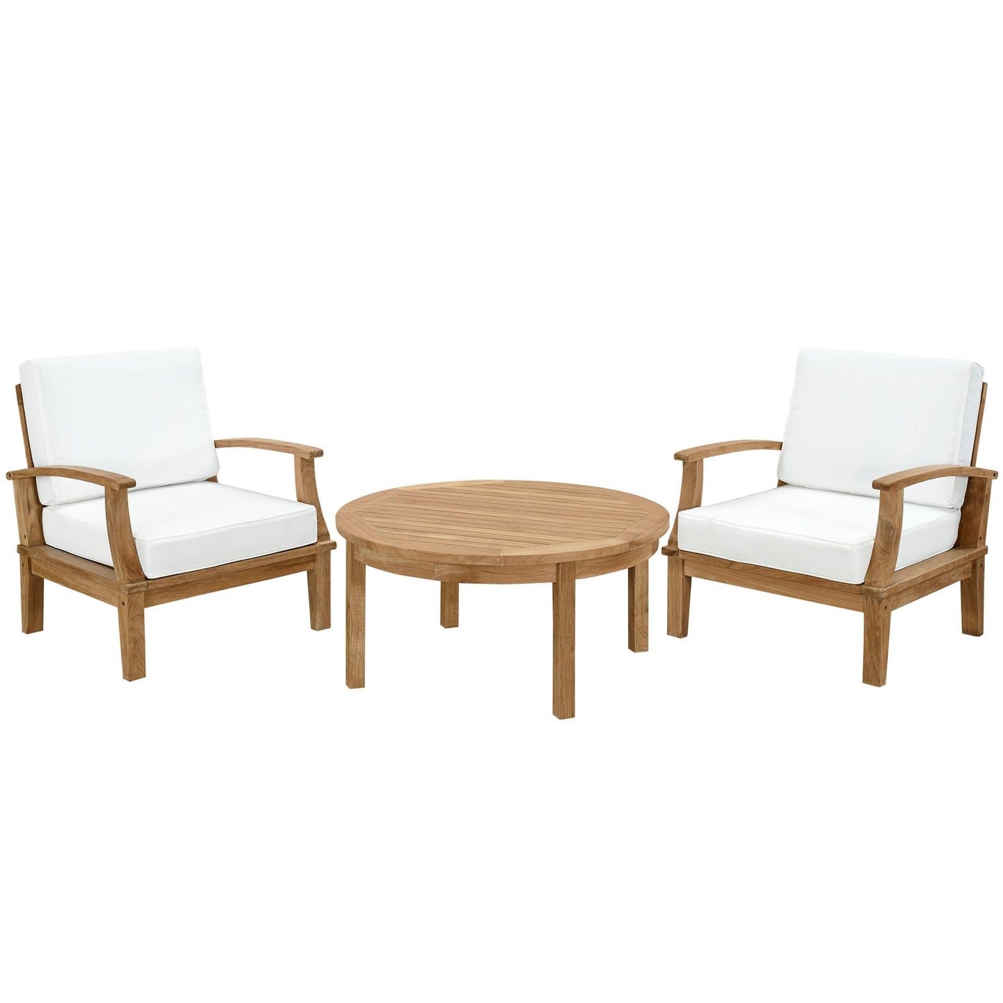 Modway EEI-1475 Marina 3 Piece Outdoor Patio Teak Sofa Set - Natural White | Outdoor Sofas, Loveseats & Sectionals |