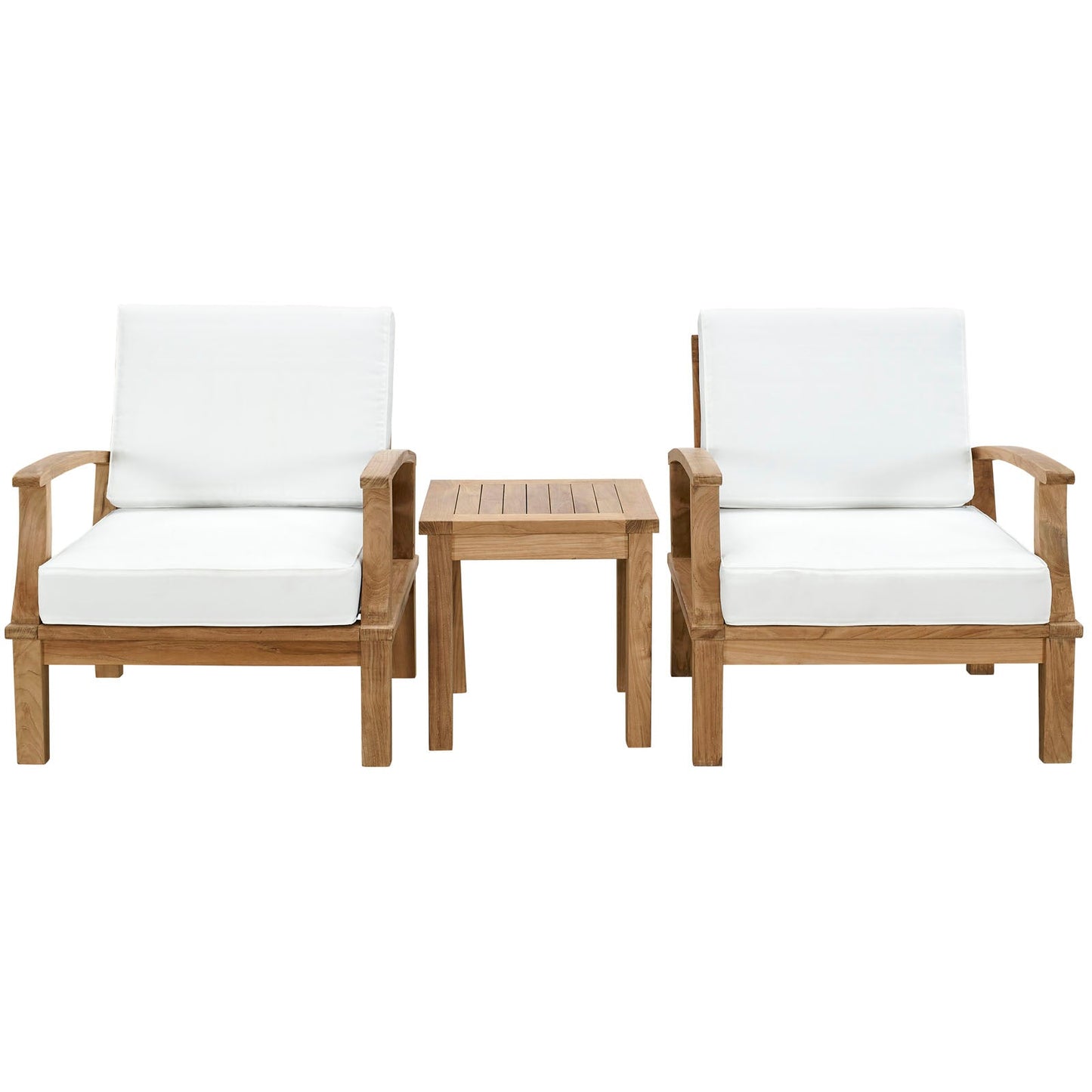 Modway EEI-1487 Marina 3 Piece Outdoor Patio Teak Sofa Set - Natural White | Outdoor Sofas, Loveseats & Sectionals
