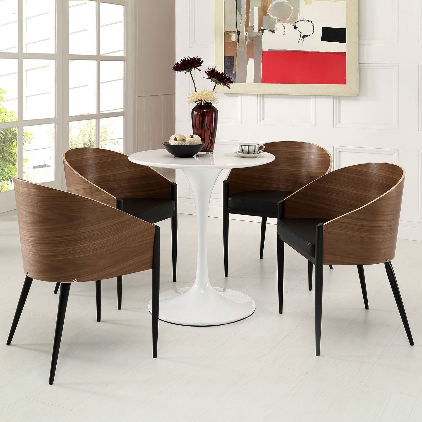 Modway Cooper Dining Chairs Set of 4 - Walnut | Dining Chairs