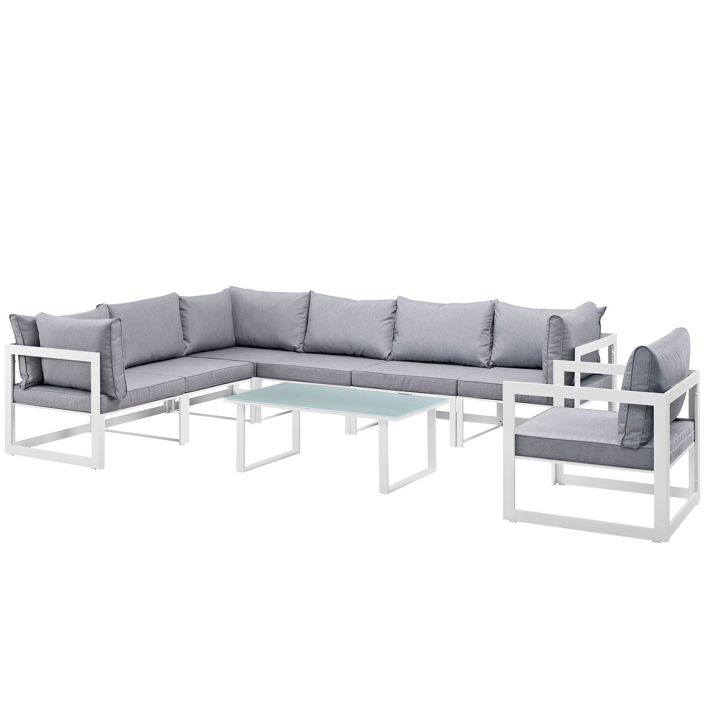 Modway Fortuna 8 Piece Outdoor Patio Sectional Sofa Set - EEI-1736 | Outdoor Sofas, Loveseats & Sectionals |