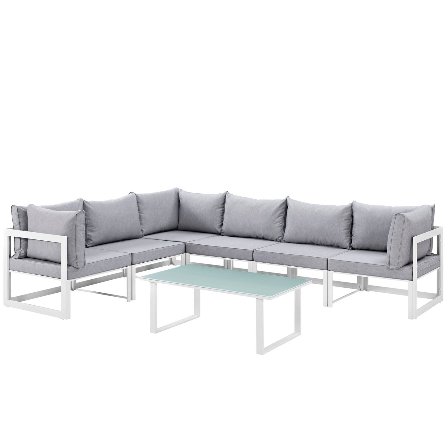 Modway Fortuna 7 Piece Outdoor Patio Sectional Sofa Set - EEI-1737 | Outdoor Sofas, Loveseats & Sectionals |
