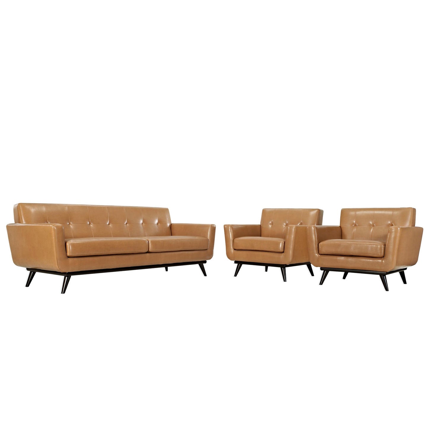 Modway Engage 3 Piece Leather Living Room Set - EEI-1763 | Sofas |