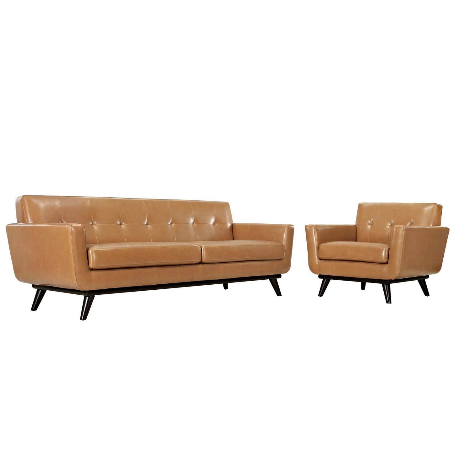 Modway Engage 2 Piece Leather Living Room Set - EEI-1766 | Sofas |