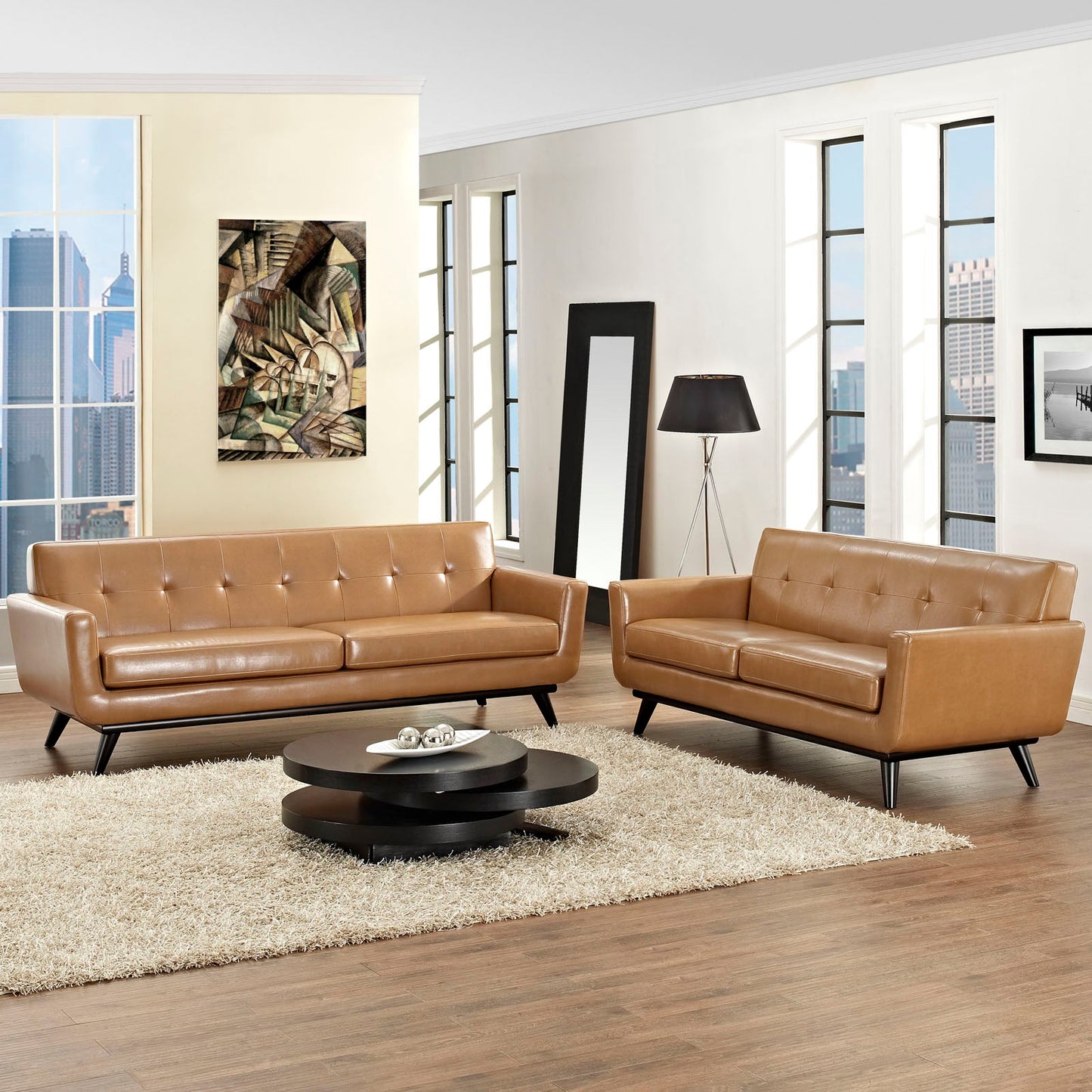 Engage 2 Piece Leather Living Room Set By Modway - EEI-1767 | Sofa Set