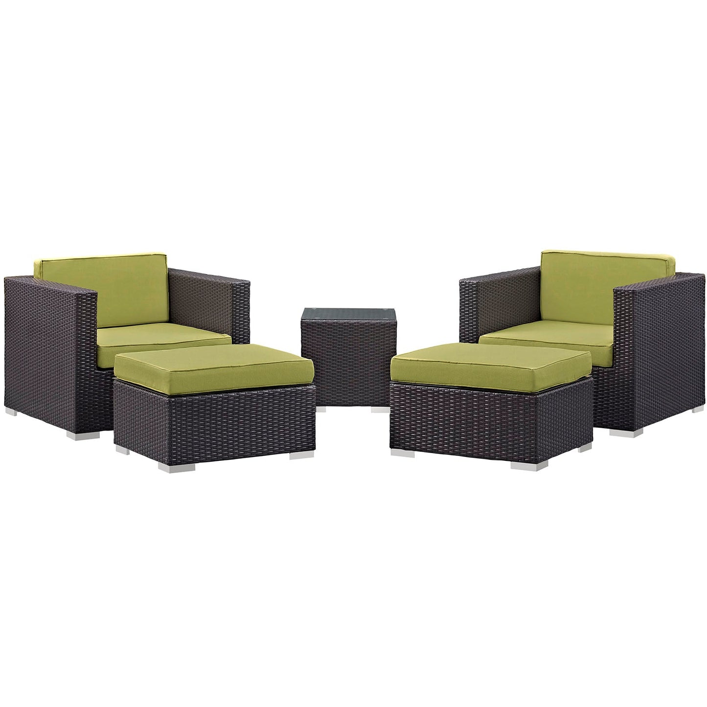 Modway Convene 5 Piece Outdoor Patio Sectional Set - EEI-1809 | Outdoor Sofas, Loveseats & Sectionals |