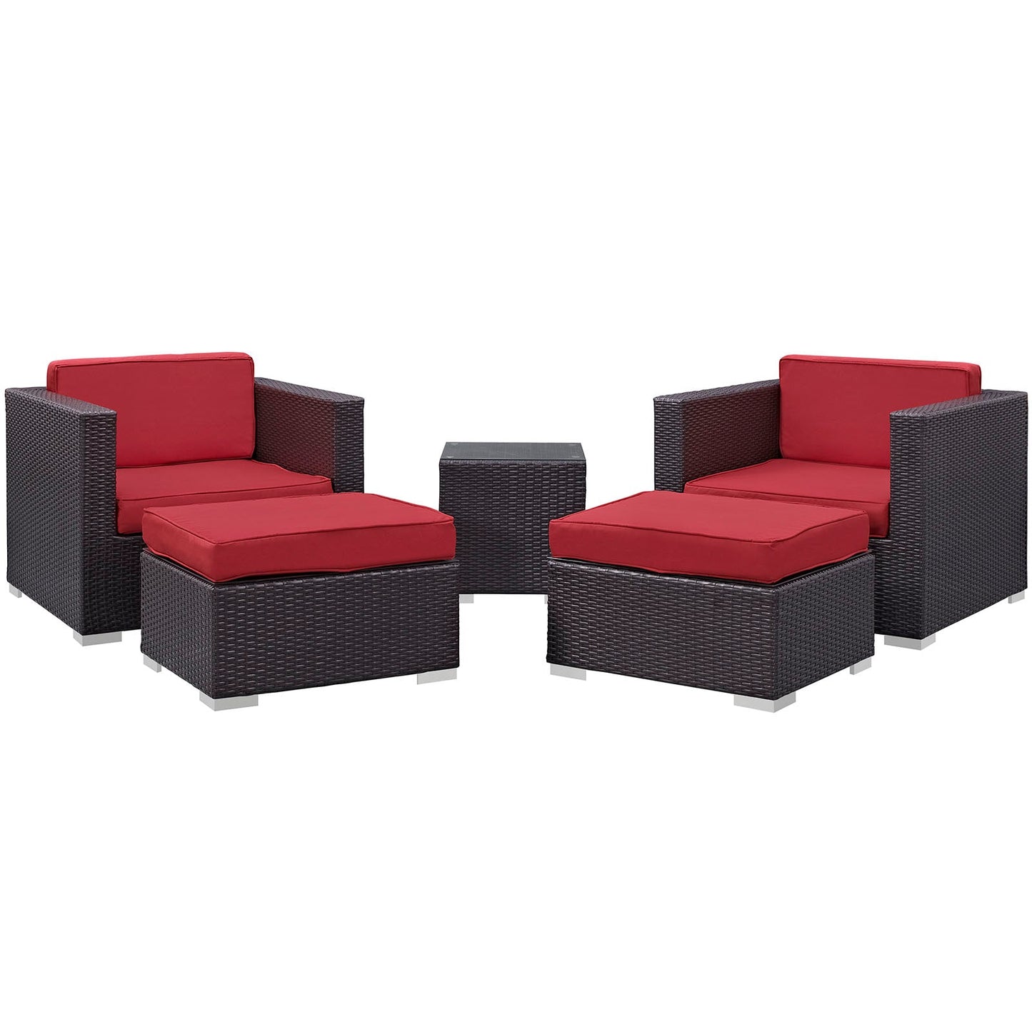 Modway Convene 5 Piece Outdoor Patio Sectional Set - EEI-1809 | Outdoor Sofas, Loveseats & Sectionals |