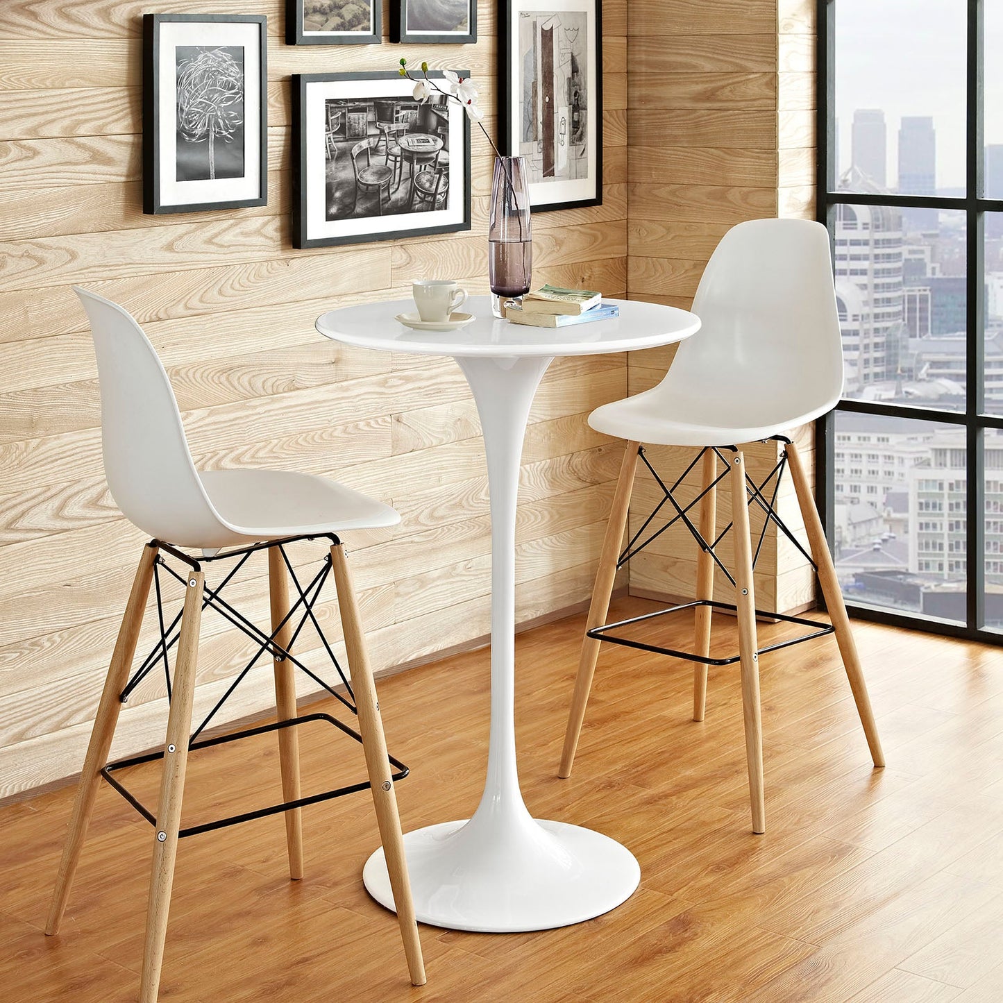 Modway Lippa 28" Round Wood Bar Table | Bar Table | Modishstore