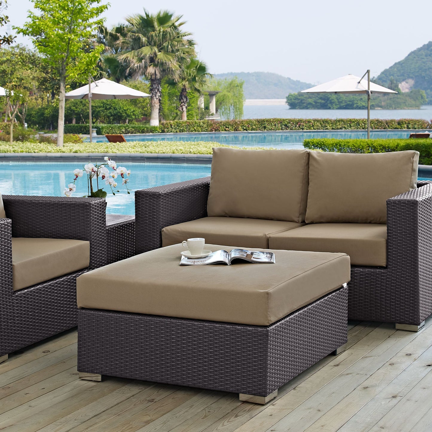 Convene Outdoor Patio Large Square Ottoman By Modway - EEI-1845 | Outdoor Ottomans