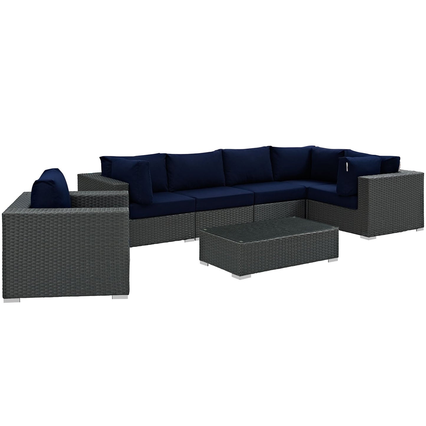 Modway Sojourn 7 Piece Outdoor Patio Sunbrella Sectional Set - EEI-1878 | Outdoor Sofas, Loveseats & Sectionals | Modishstore-29