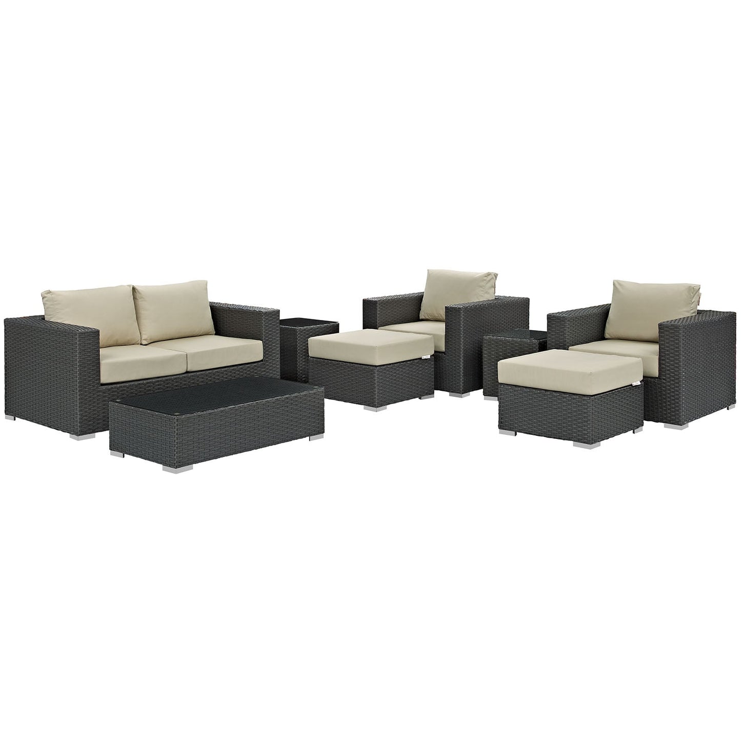 Modway Sojourn 8 Piece Outdoor Patio Sectional Set | Outdoor Sofas, Loveseats & Sectionals | Modishstore-26