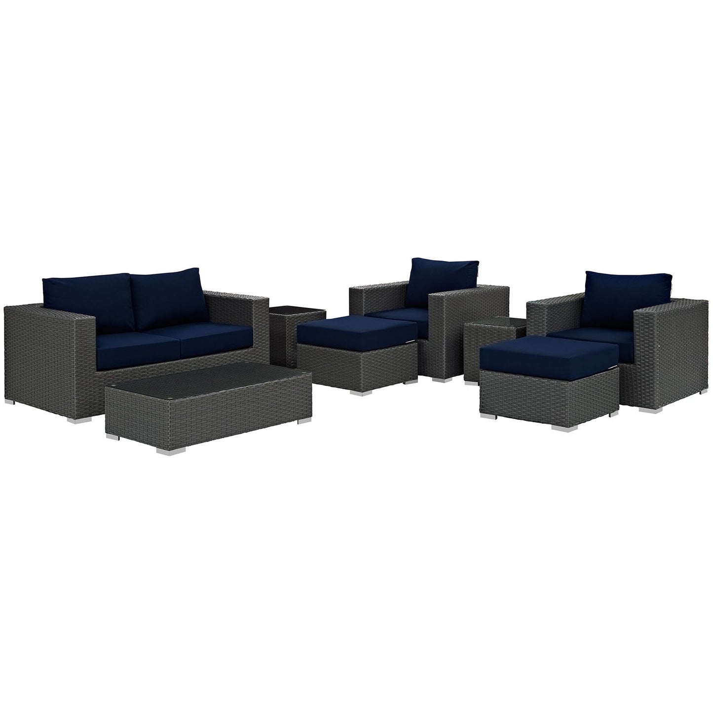 Modway Sojourn 8 Piece Outdoor Patio Sectional Set | Outdoor Sofas, Loveseats & Sectionals | Modishstore-28