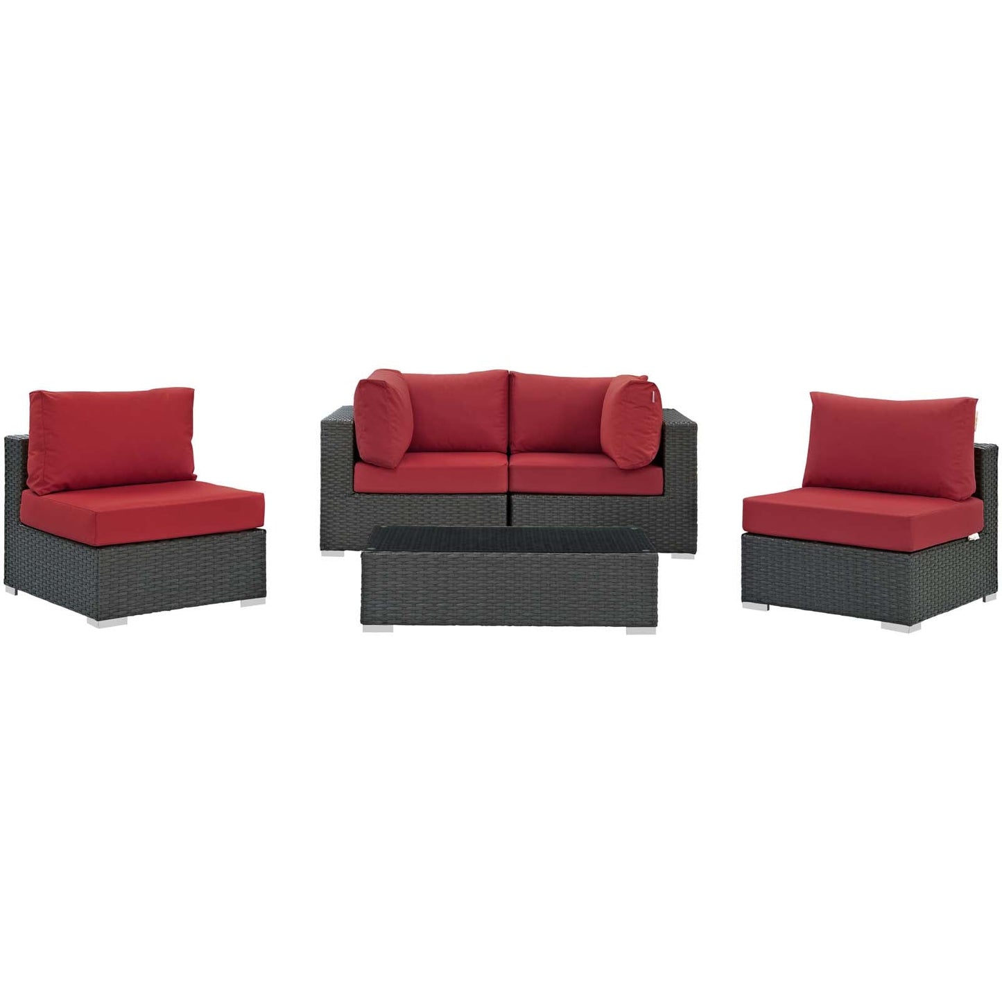Modway Sojourn 5 Piece Outdoor Patio Sunbrella Sectional Set - EEI-1882 | Outdoor Sofas, Loveseats & Sectionals | Modishstore-27