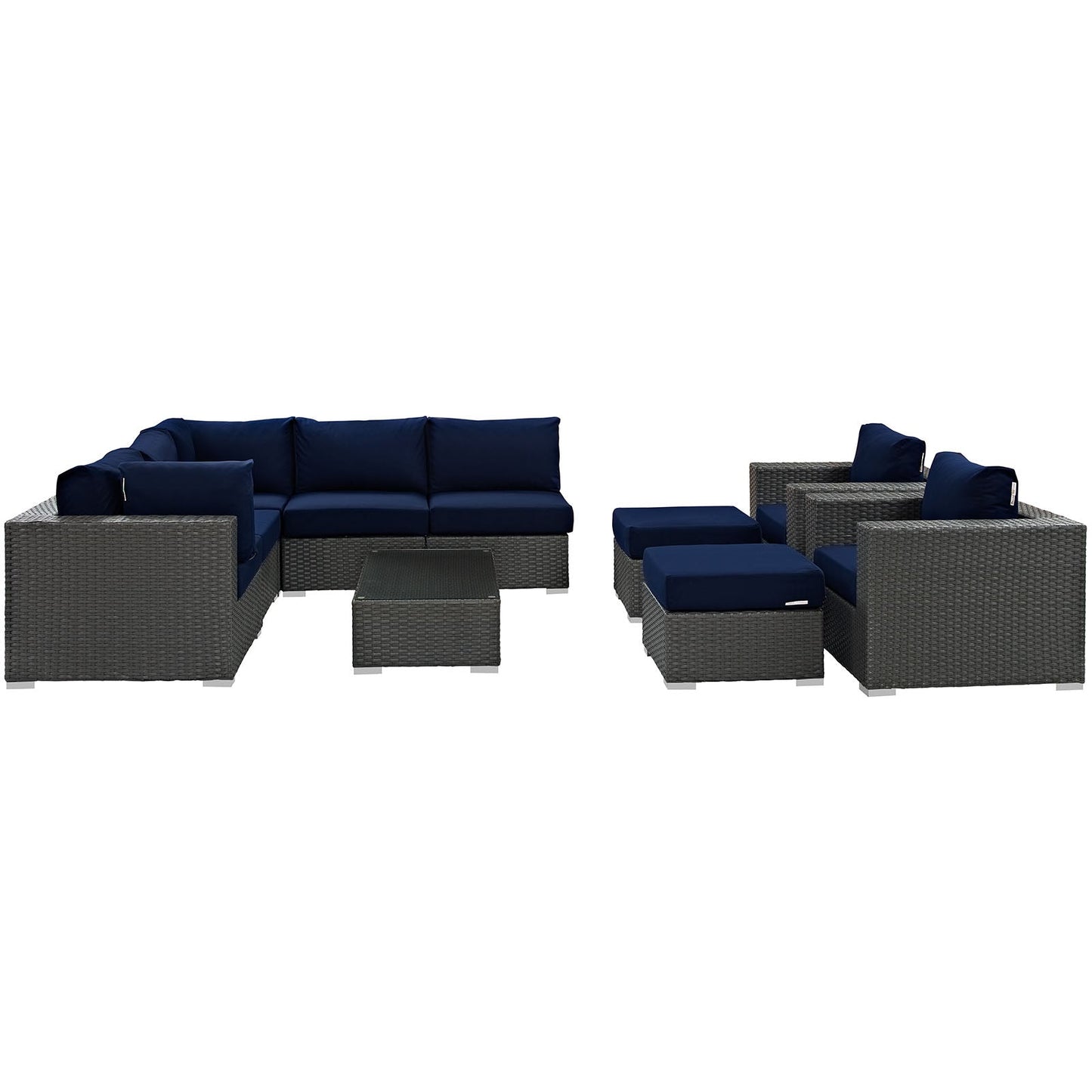 Modway Sojourn 10 Piece Outdoor Patio Sectional Set | Outdoor Sofas, Loveseats & Sectionals | Modishstore-5