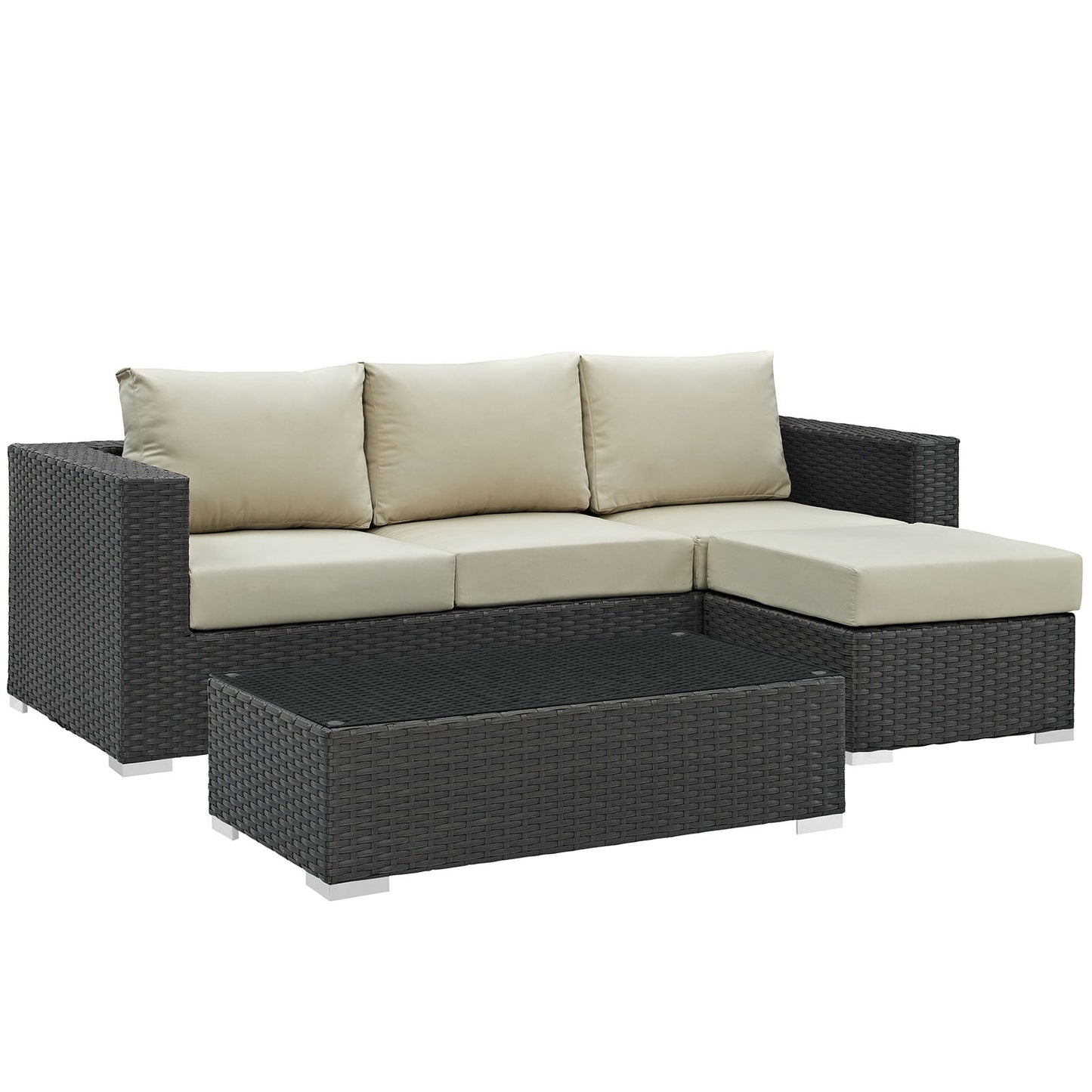 Modway Sojourn 3 Piece Outdoor Patio Sunbrella Sectional Set - EEI-1889 | Outdoor Sofas, Loveseats & Sectionals | Modishstore-26
