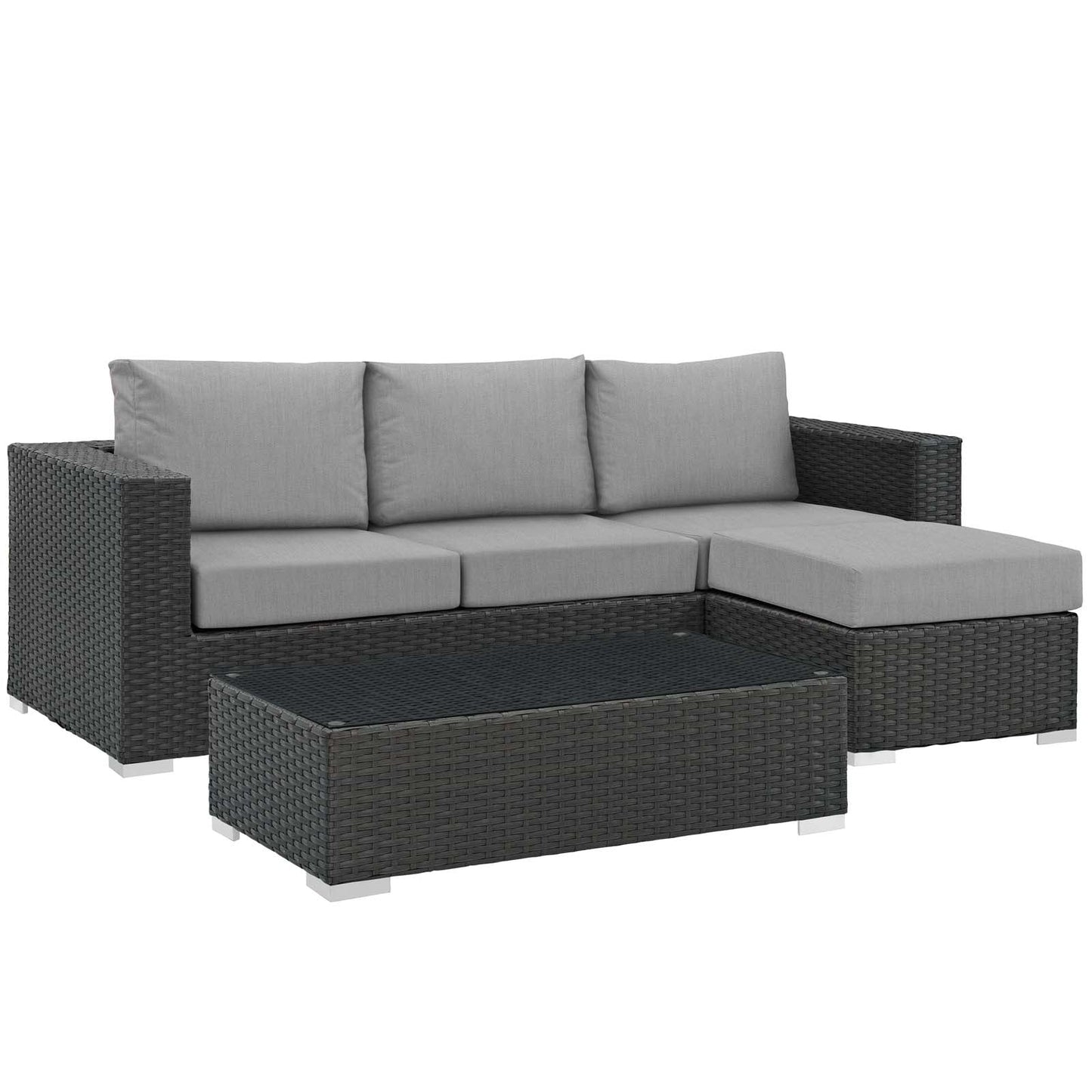 Modway Sojourn 3 Piece Outdoor Patio Sunbrella Sectional Set - EEI-1889 | Outdoor Sofas, Loveseats & Sectionals | Modishstore-22