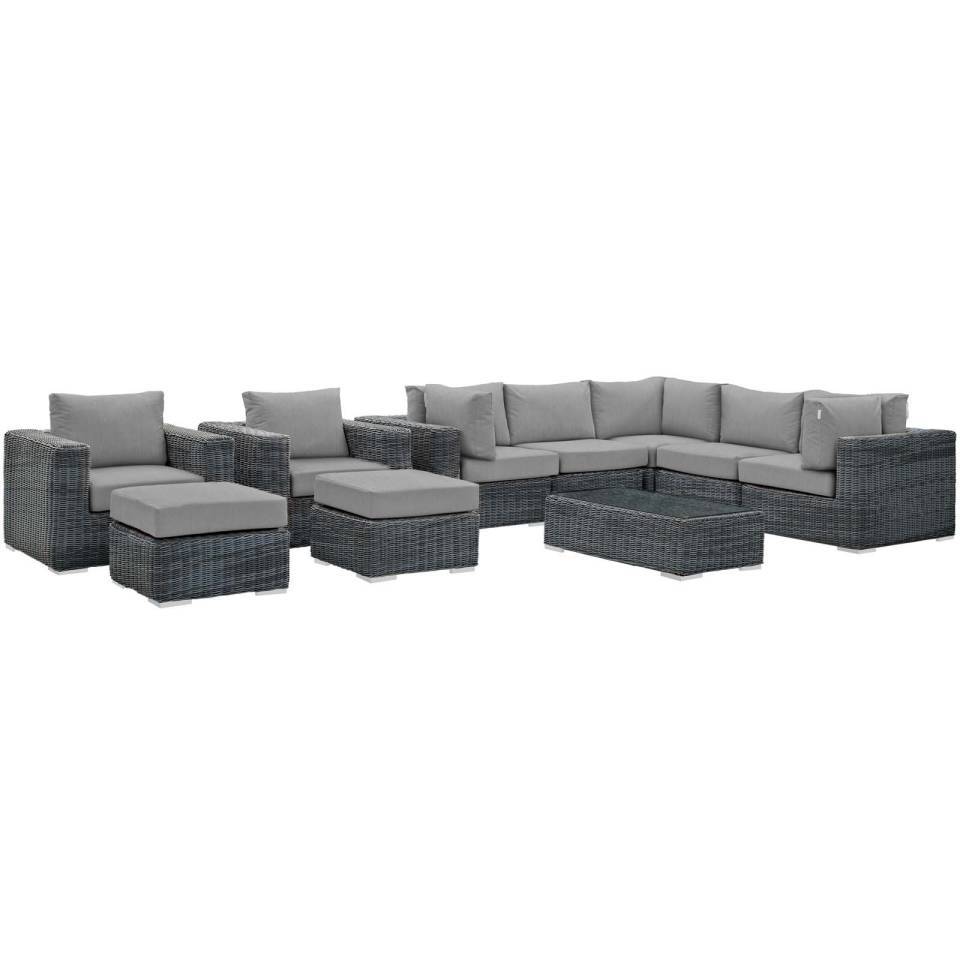Modway Summon 10 Piece Outdoor Patio Sectional Set | Outdoor Sofas, Loveseats & Sectionals | Modishstore-3