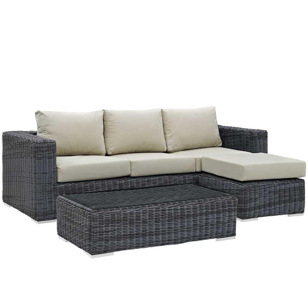 Modway Summon 3 Piece Outdoor Patio Sunbrella Sectional Set - EEI-1903 | Outdoor Sofas, Loveseats & Sectionals | Modishstore-2