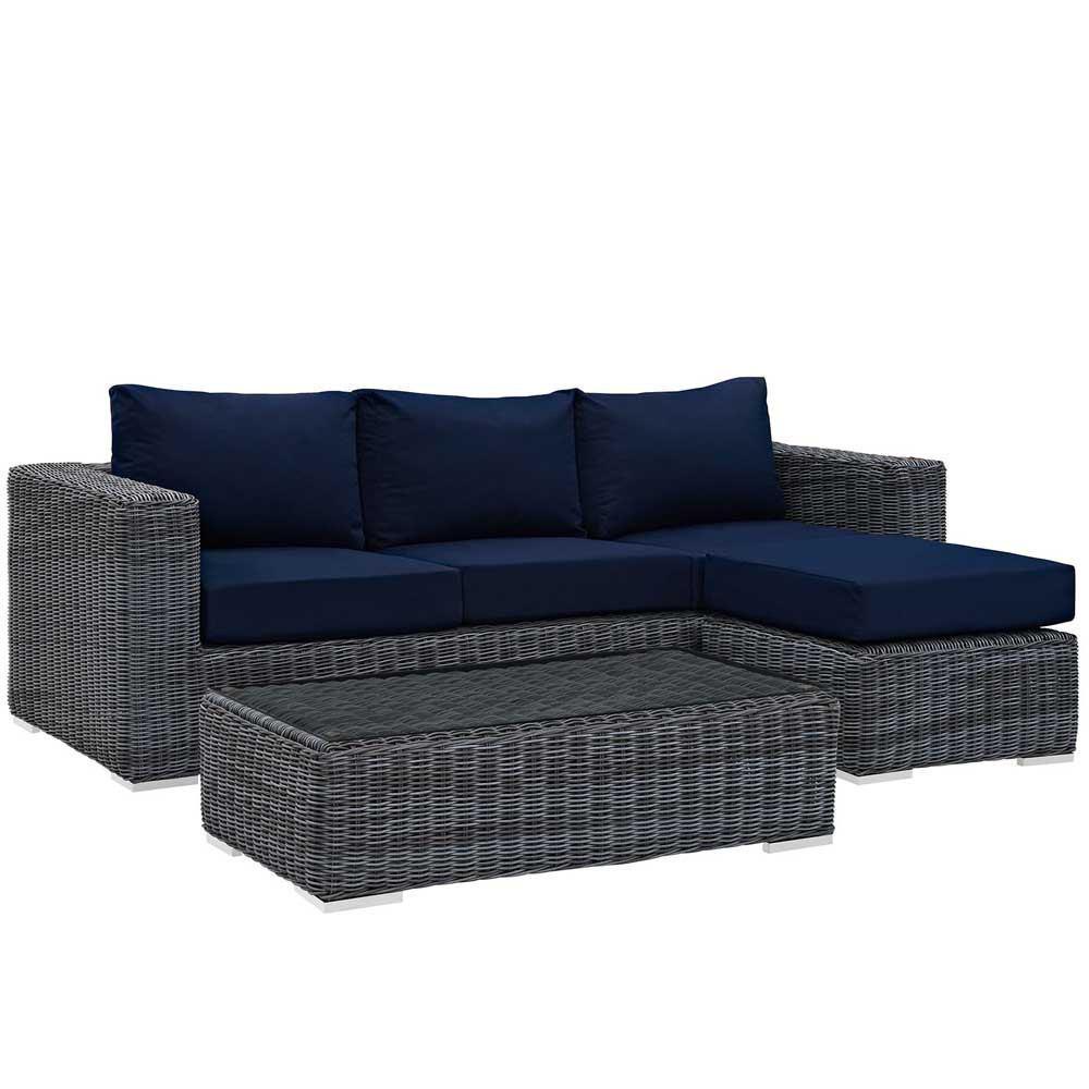 Modway Summon 3 Piece Outdoor Patio Sunbrella Sectional Set - EEI-1903 | Outdoor Sofas, Loveseats & Sectionals | Modishstore