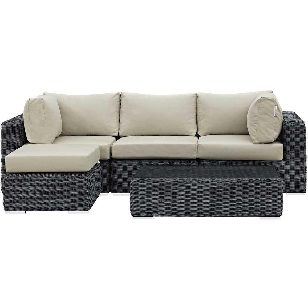Modway Summon 5 Piece Outdoor Patio Sunbrella Sectional Set - EEI-1904 | Outdoor Sofas, Loveseats & Sectionals | Modishstore