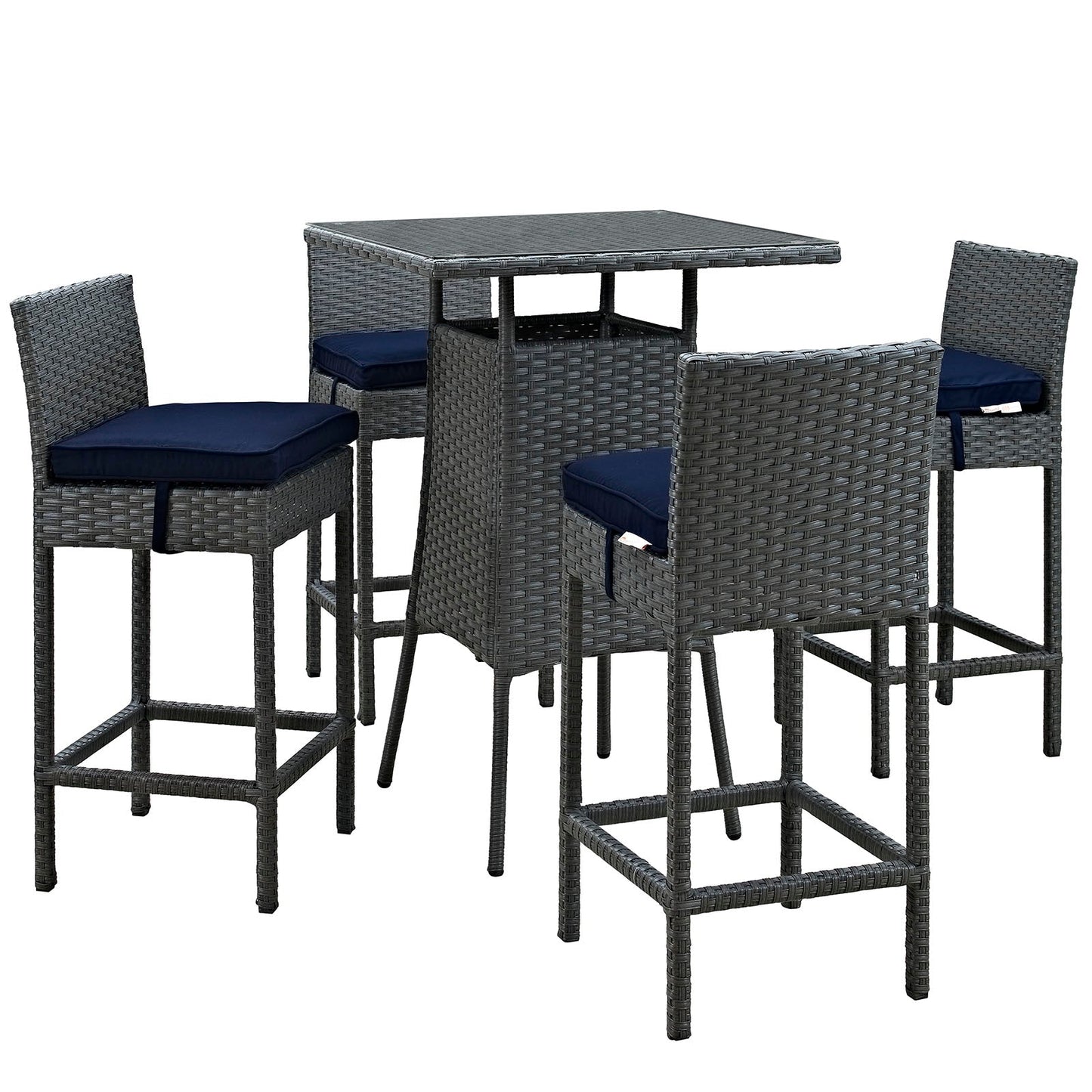 Sojourn 5 Piece Outdoor Patio Sunbrella® Pub Set By Modway - EEI-1967 | Bar Stools & Table | Modishstore - 3