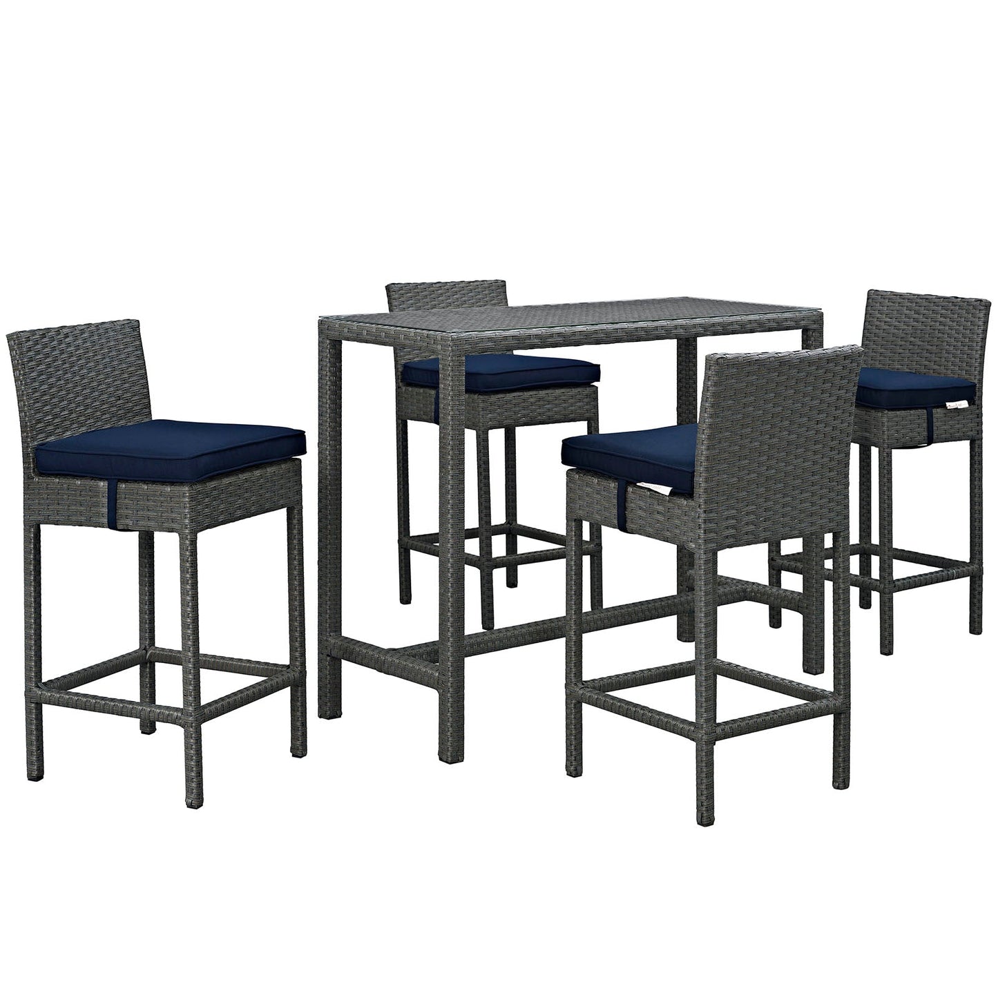 Sojourn 5 Piece Outdoor Patio Sunbrella® Pub Set By Modway - EEI-1968 | Bar Stools & Table | Modishstore - 3