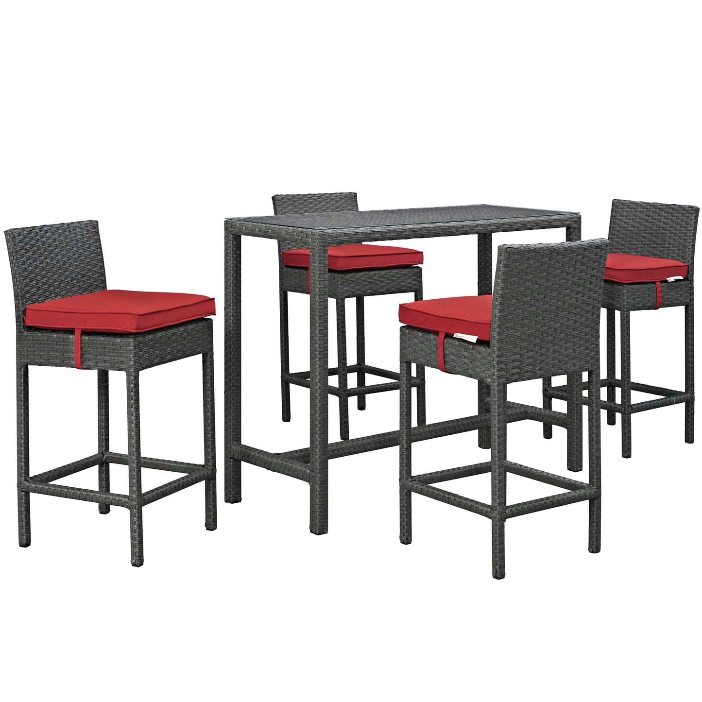Sojourn 5 Piece Outdoor Patio Sunbrella® Pub Set By Modway - EEI-1968 | Bar Stools & Table | Modishstore - 4