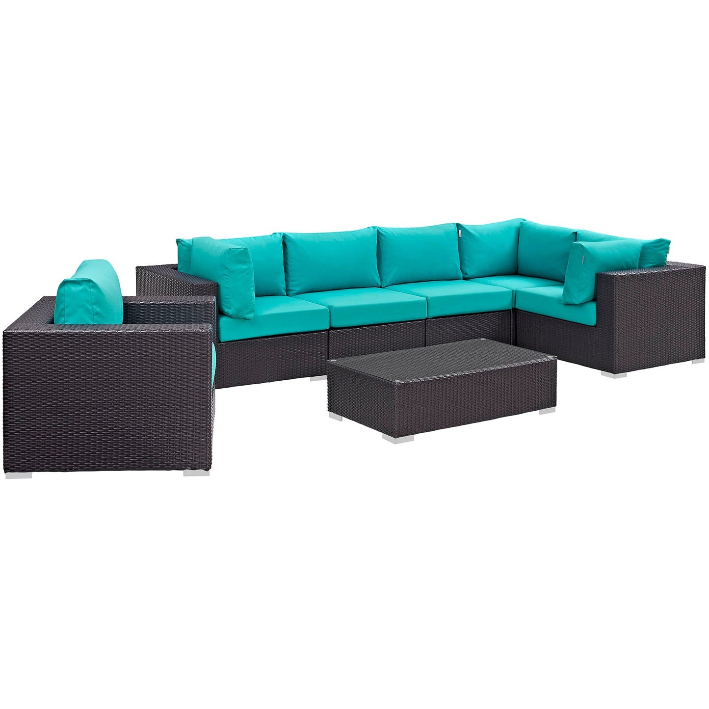 Modway Convene 7 Piece Outdoor Patio Sectional Set - EEI-2157 | Outdoor Sofas, Loveseats & Sectionals |