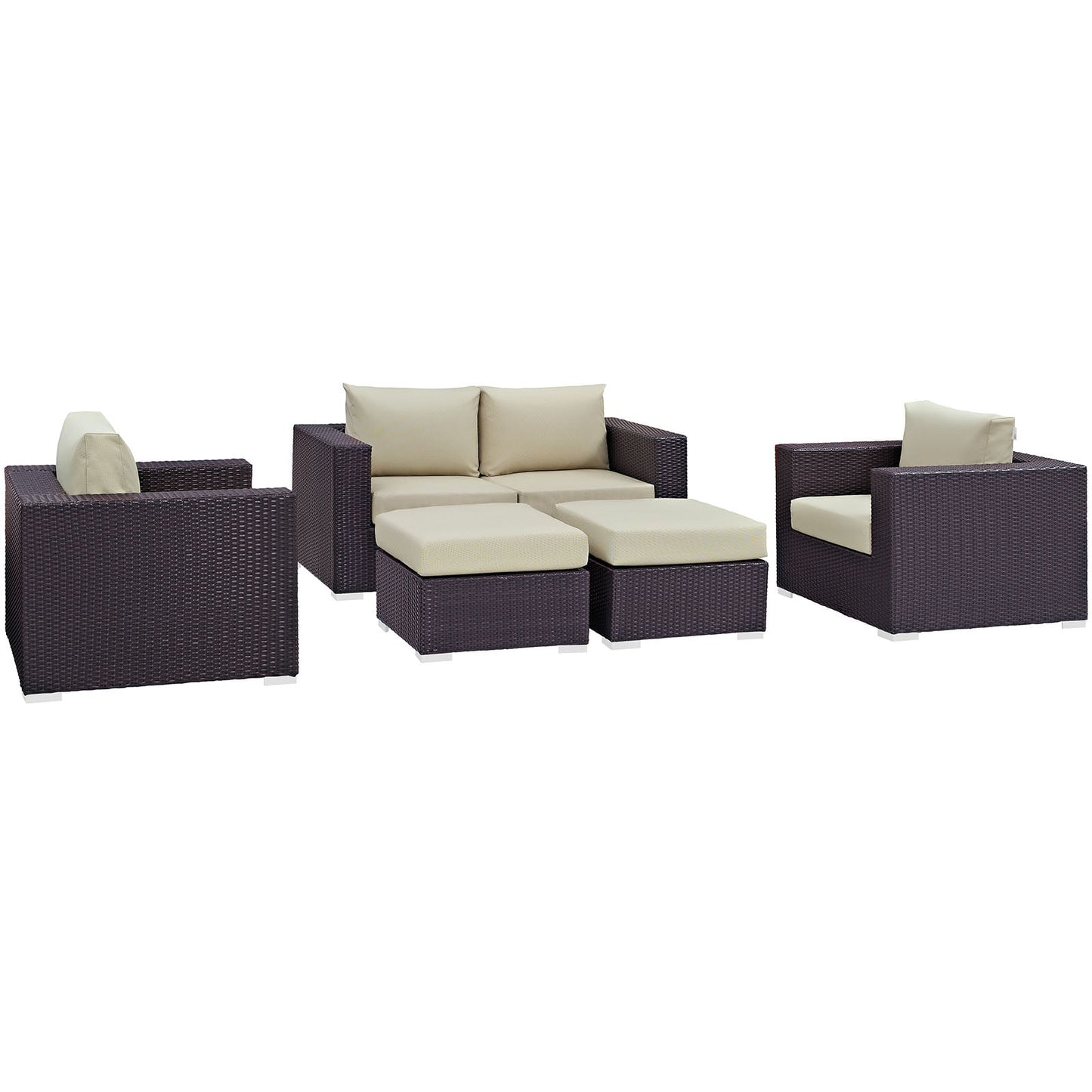 Modway Convene 5 Piece Outdoor Patio Sofa Set | Outdoor Sofas, Loveseats & Sectionals |