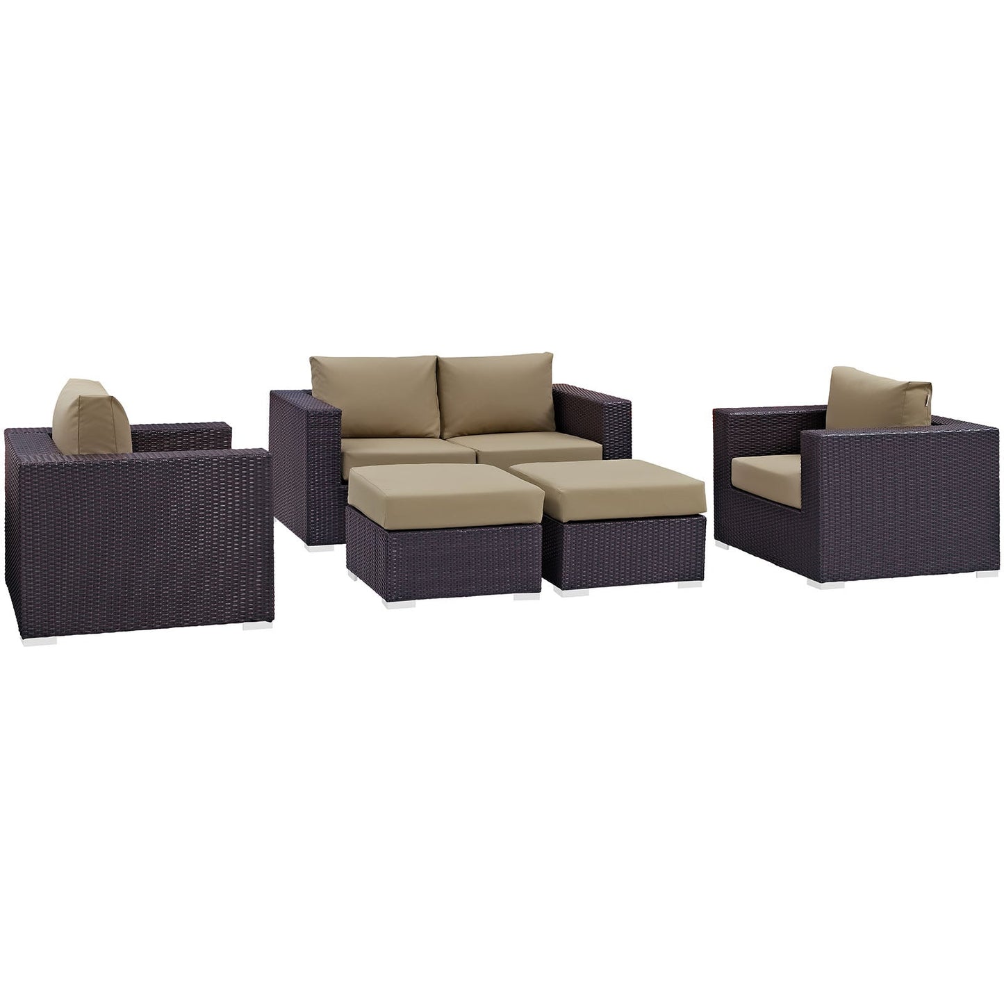 Modway Convene 5 Piece Outdoor Patio Sofa Set | Outdoor Sofas, Loveseats & Sectionals |
