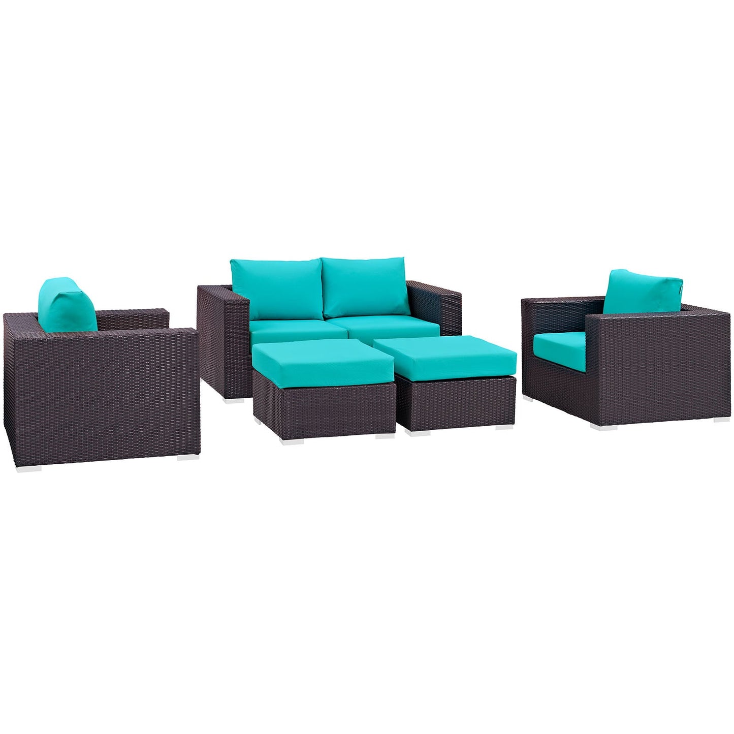 Modway Convene 5 Piece Outdoor Patio Sofa Set | Outdoor Sofas, Loveseats & Sectionals |