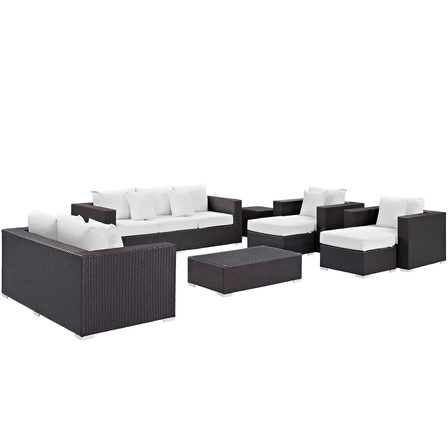 Modway Convene 9 Piece Outdoor Patio Sofa Set - EEI-2161 | Outdoor Sofas, Loveseats & Sectionals |