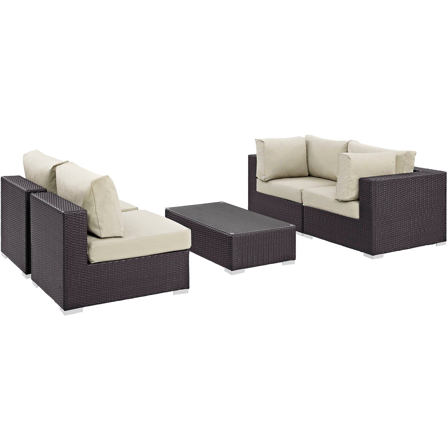 Modway Convene 5 Piece Outdoor Patio Coffee Table Set | Outdoor Sofas, Loveseats & Sectionals |