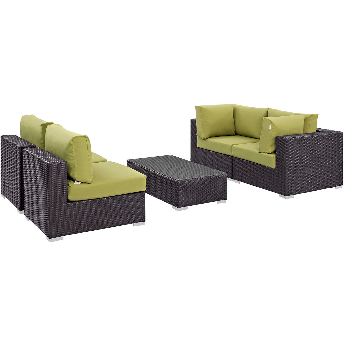 Modway Convene 5 Piece Outdoor Patio Coffee Table Set | Outdoor Sofas, Loveseats & Sectionals |