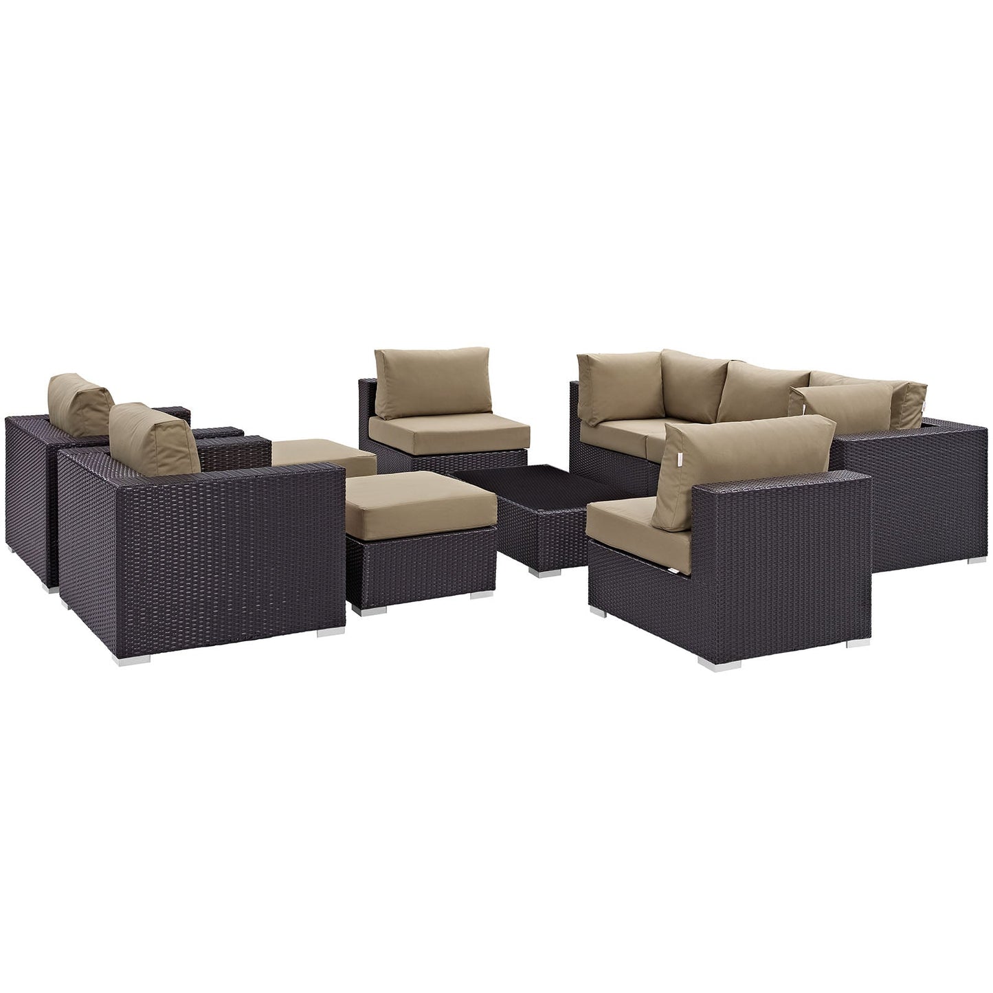 Modway Convene 10 Piece Outdoor Patio Sectional Set | Outdoor Sofas, Loveseats & Sectionals |