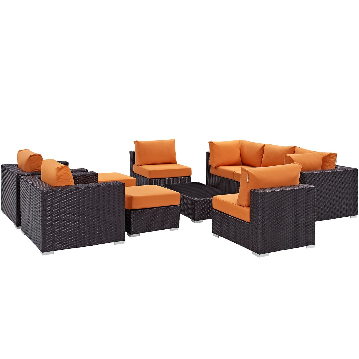 Modway Convene 10 Piece Outdoor Patio Sectional Set | Outdoor Sofas, Loveseats & Sectionals |