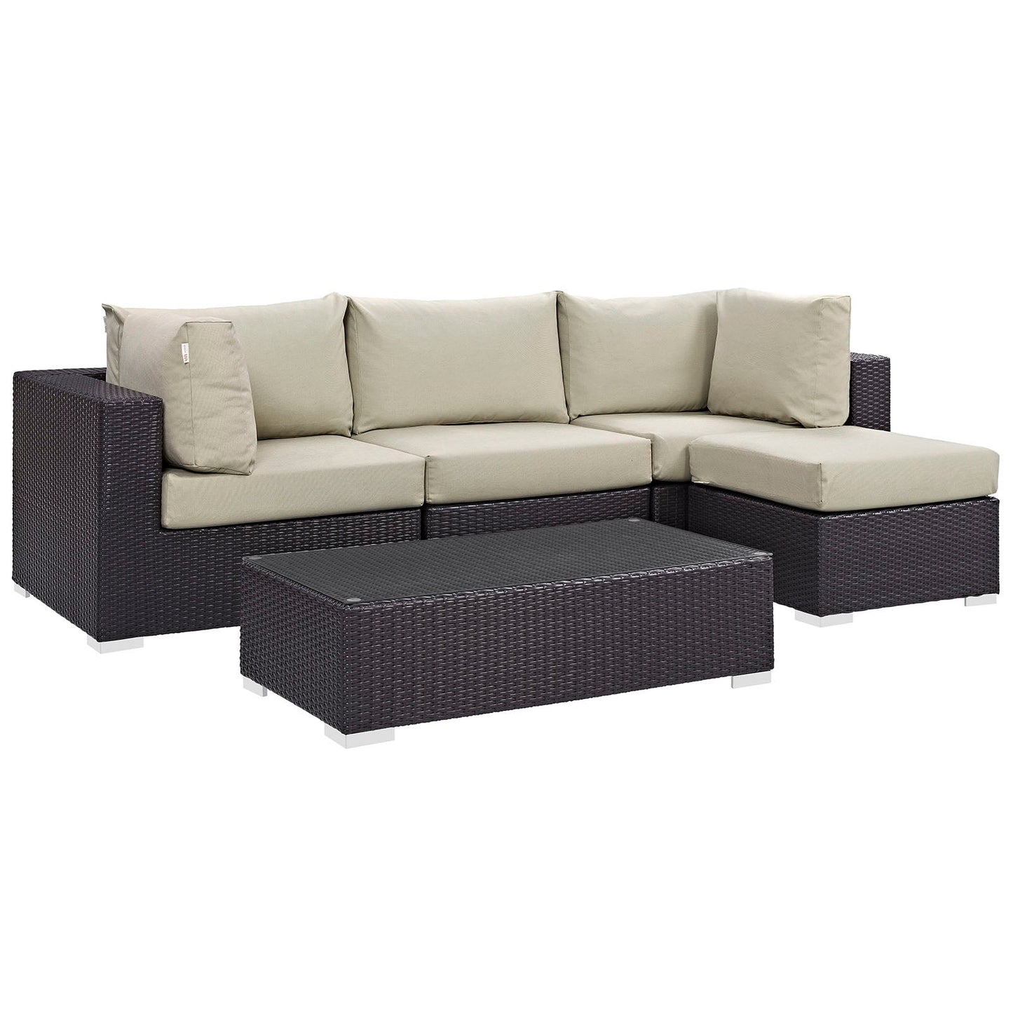 Modway Convene 5 Piece Outdoor Patio Sectional Set - EEI-2172 | Outdoor Sofas, Loveseats & Sectionals |