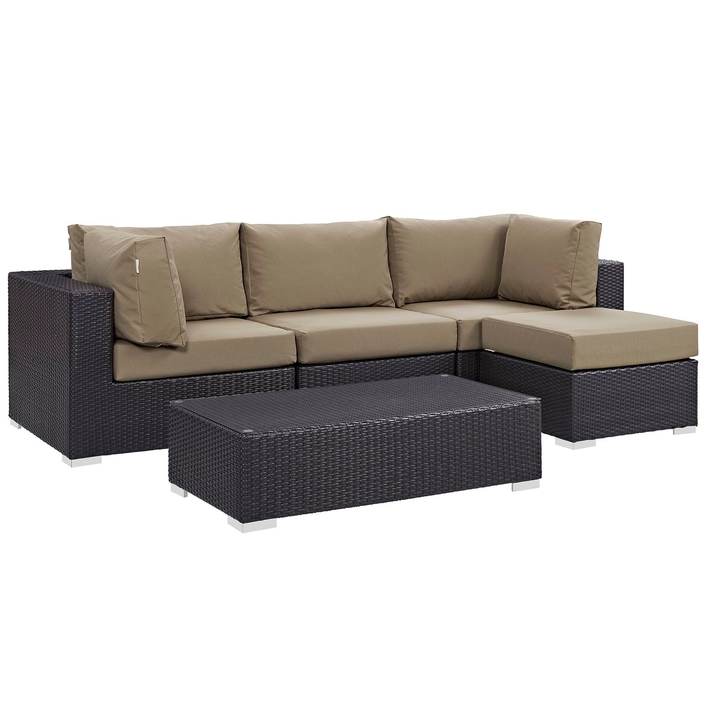 Modway Convene 5 Piece Outdoor Patio Sectional Set - EEI-2172 | Outdoor Sofas, Loveseats & Sectionals |