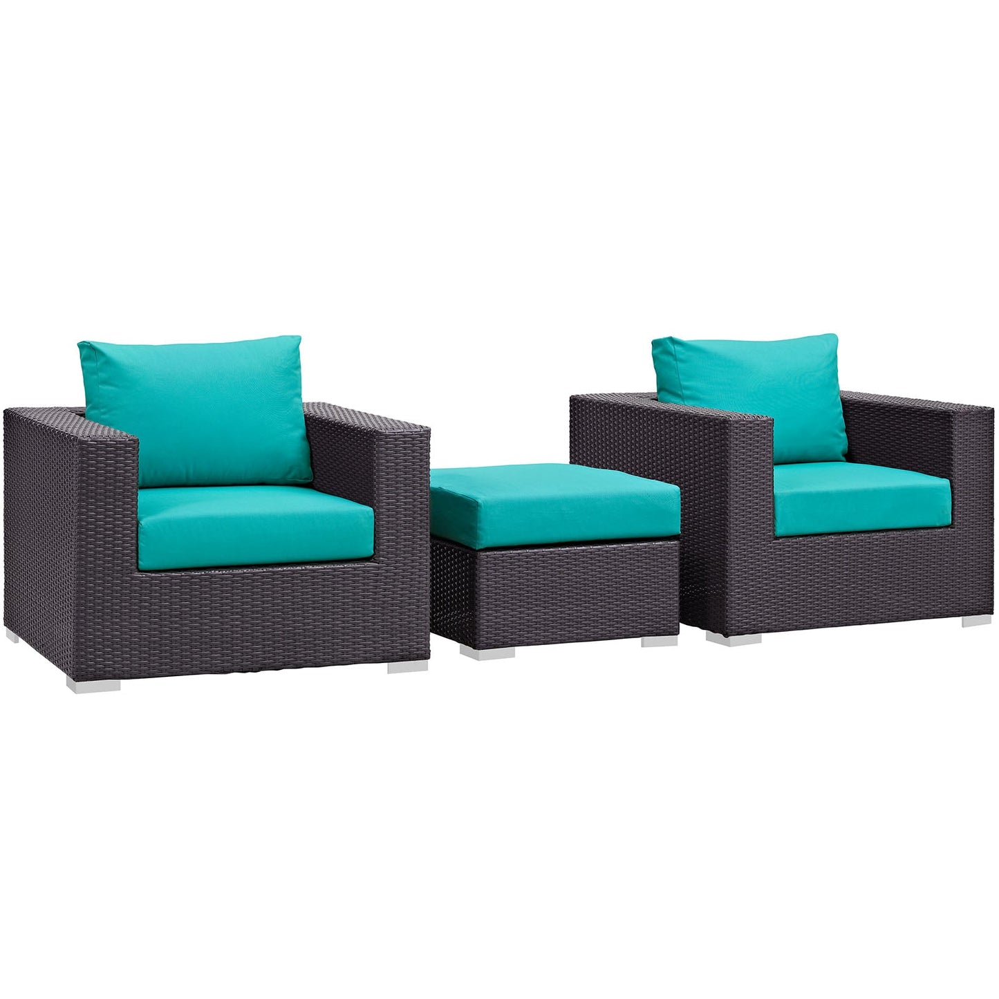 Modway Convene 3 Piece Outdoor Patio Ottoman & Armchair Set - EEI-2174 | Outdoor Sofas, Loveseats & Sectionals |