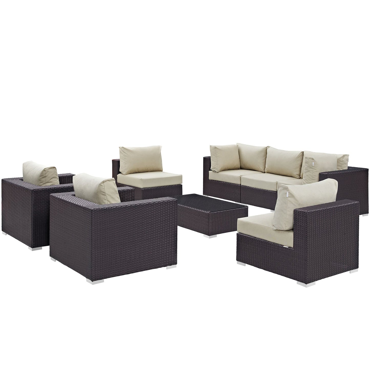 Modway Convene 8 Piece Outdoor Patio Sectional Set - EEI-2203 | Outdoor Sofas, Loveseats & Sectionals |