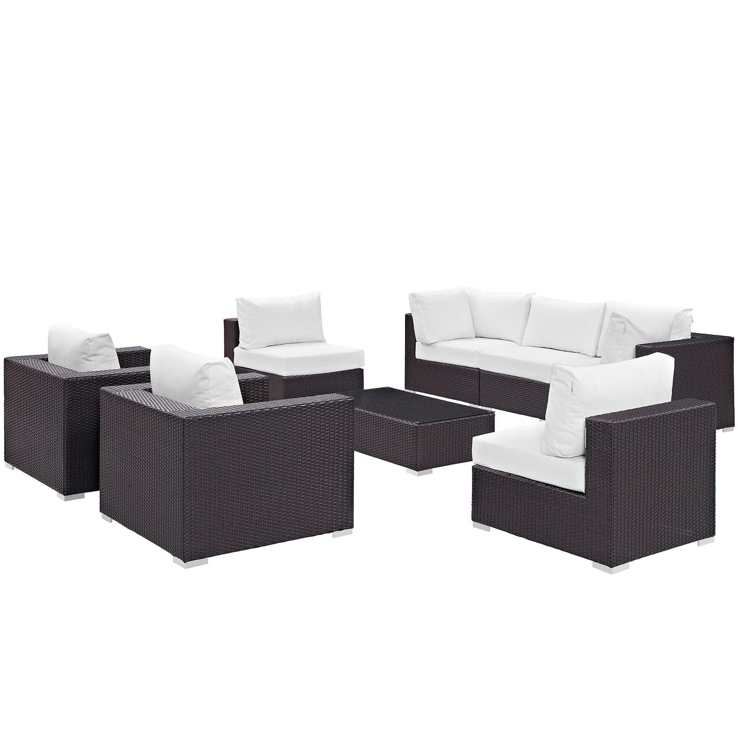 Modway Convene 8 Piece Outdoor Patio Sectional Set - EEI-2203 | Outdoor Sofas, Loveseats & Sectionals |